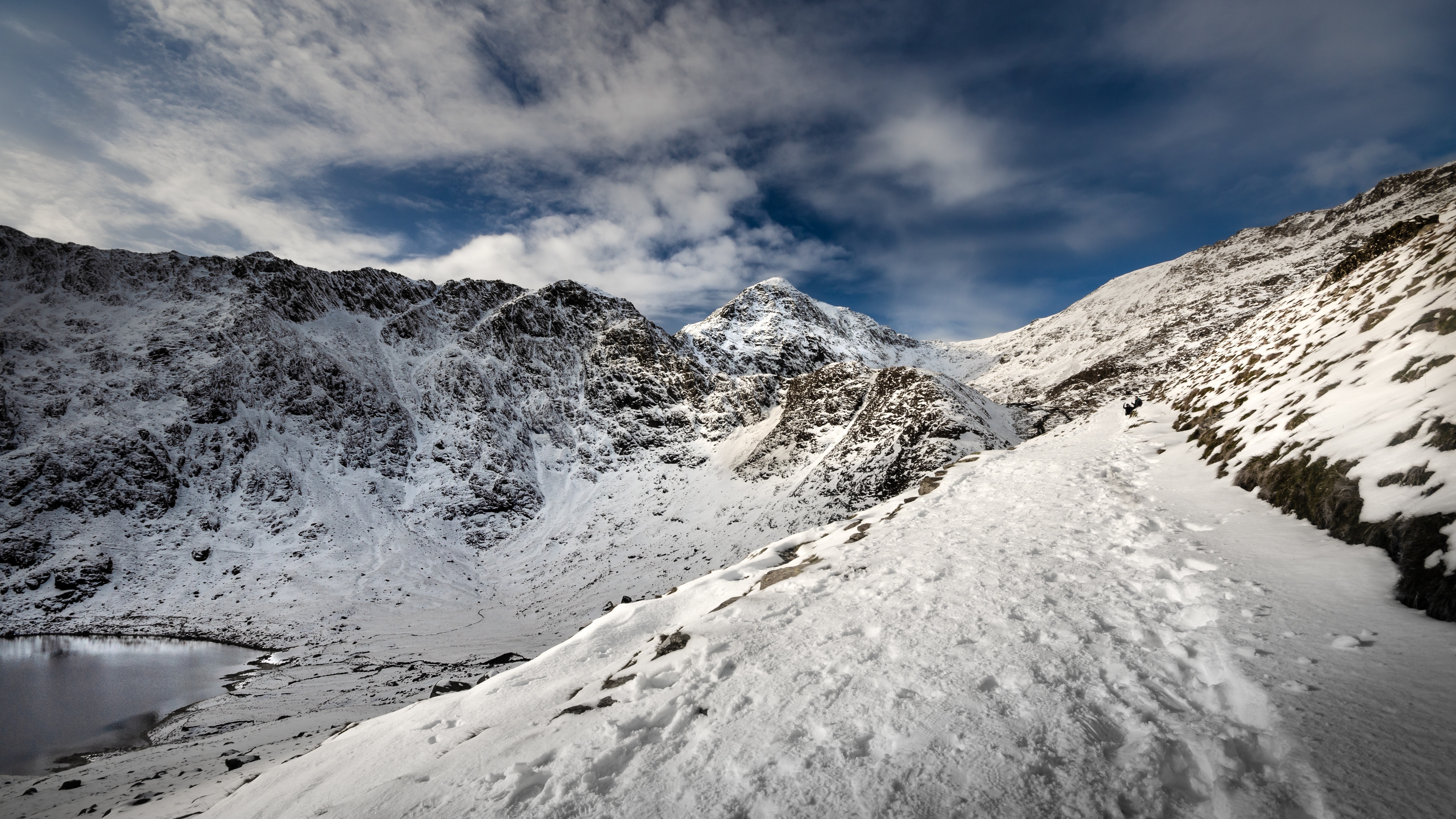 Snowdonia Mountains in Wales with Snow HD Wallpaper