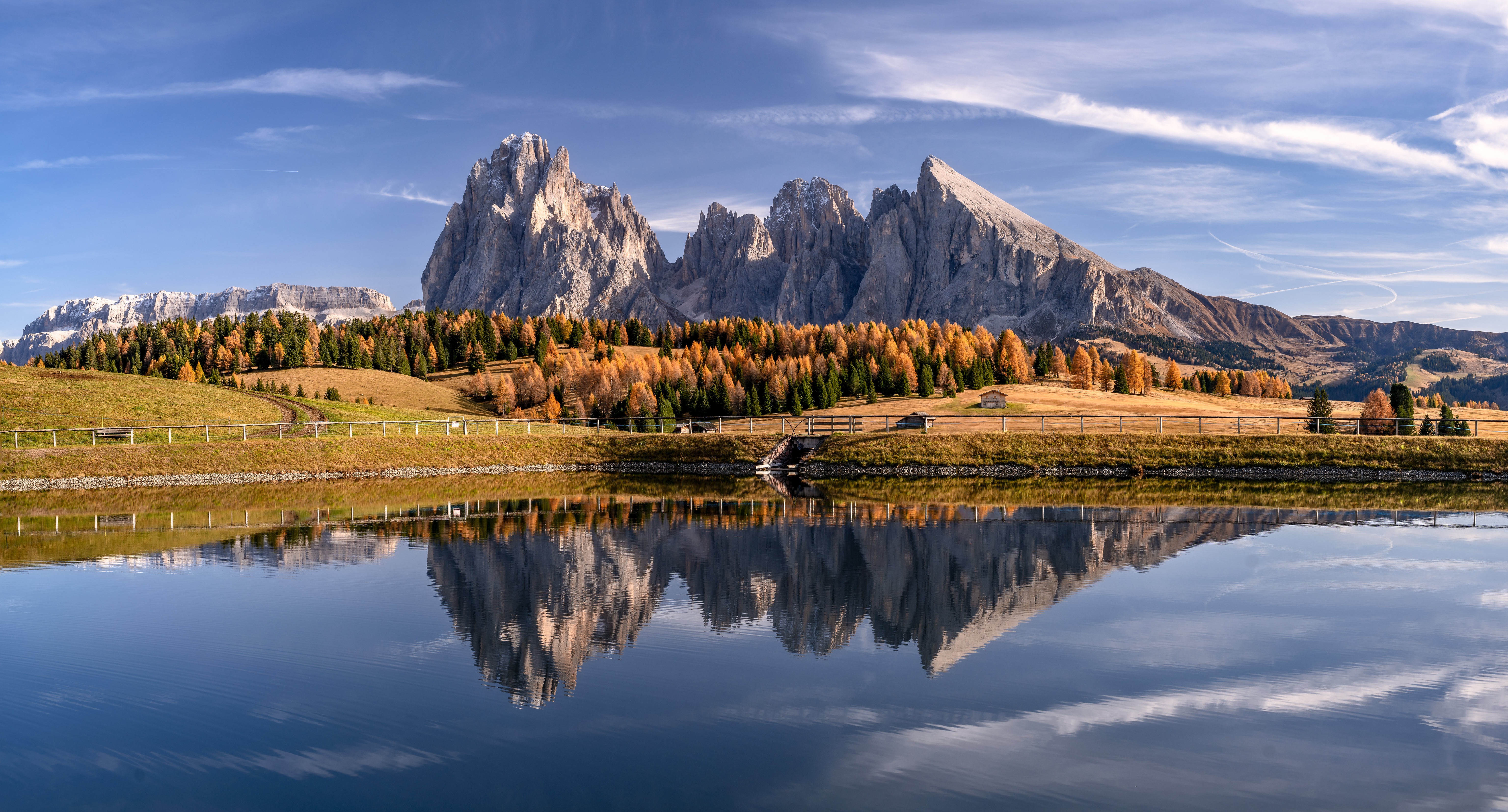 Dolomites Mountains Reflection in Lake, Italy HD Wallpaper
