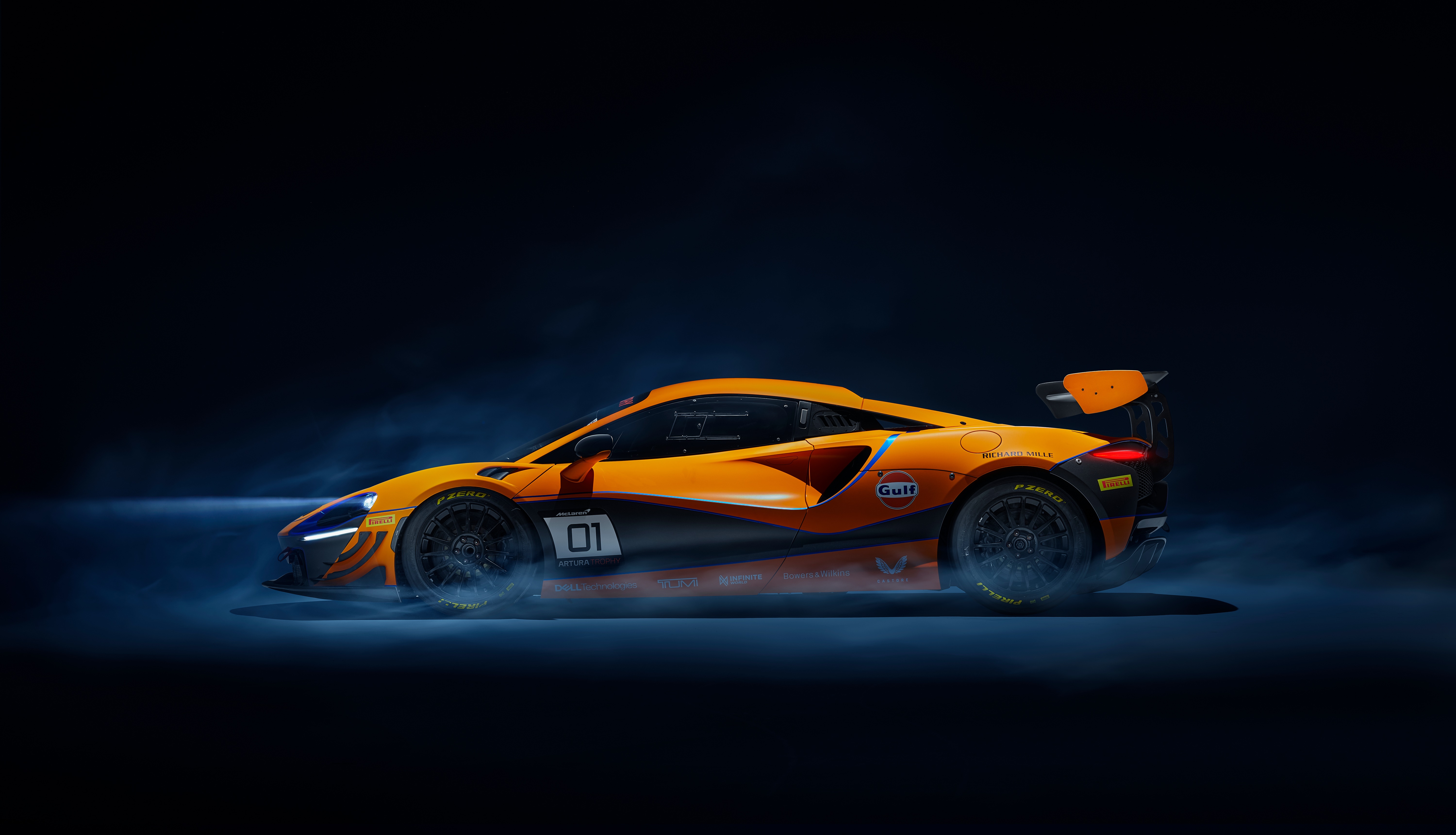 McLaren Artura Trophy race car side view HD Wallpaper