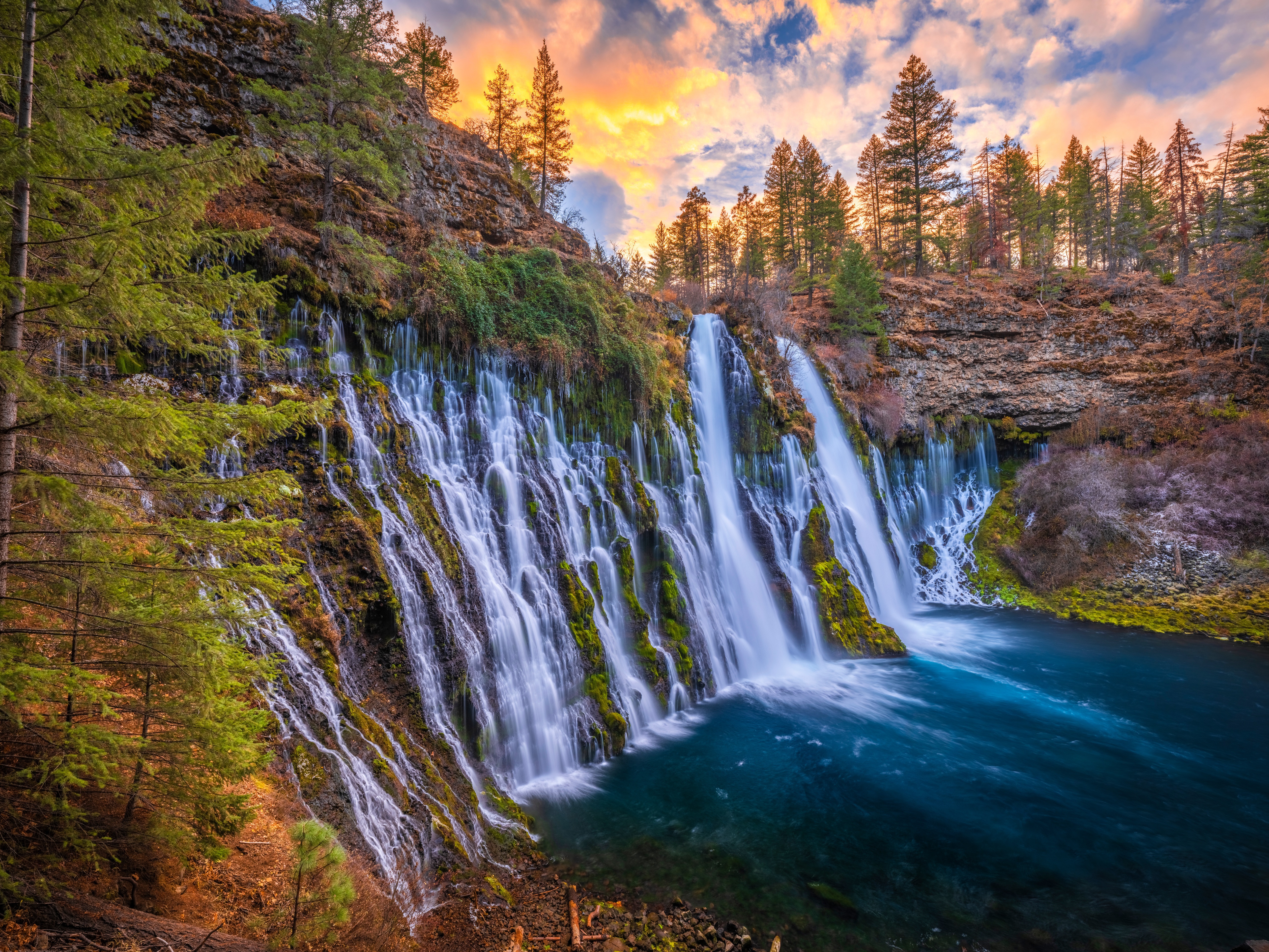 Burney Falls Waterfall in California, USA HD Wallpaper
