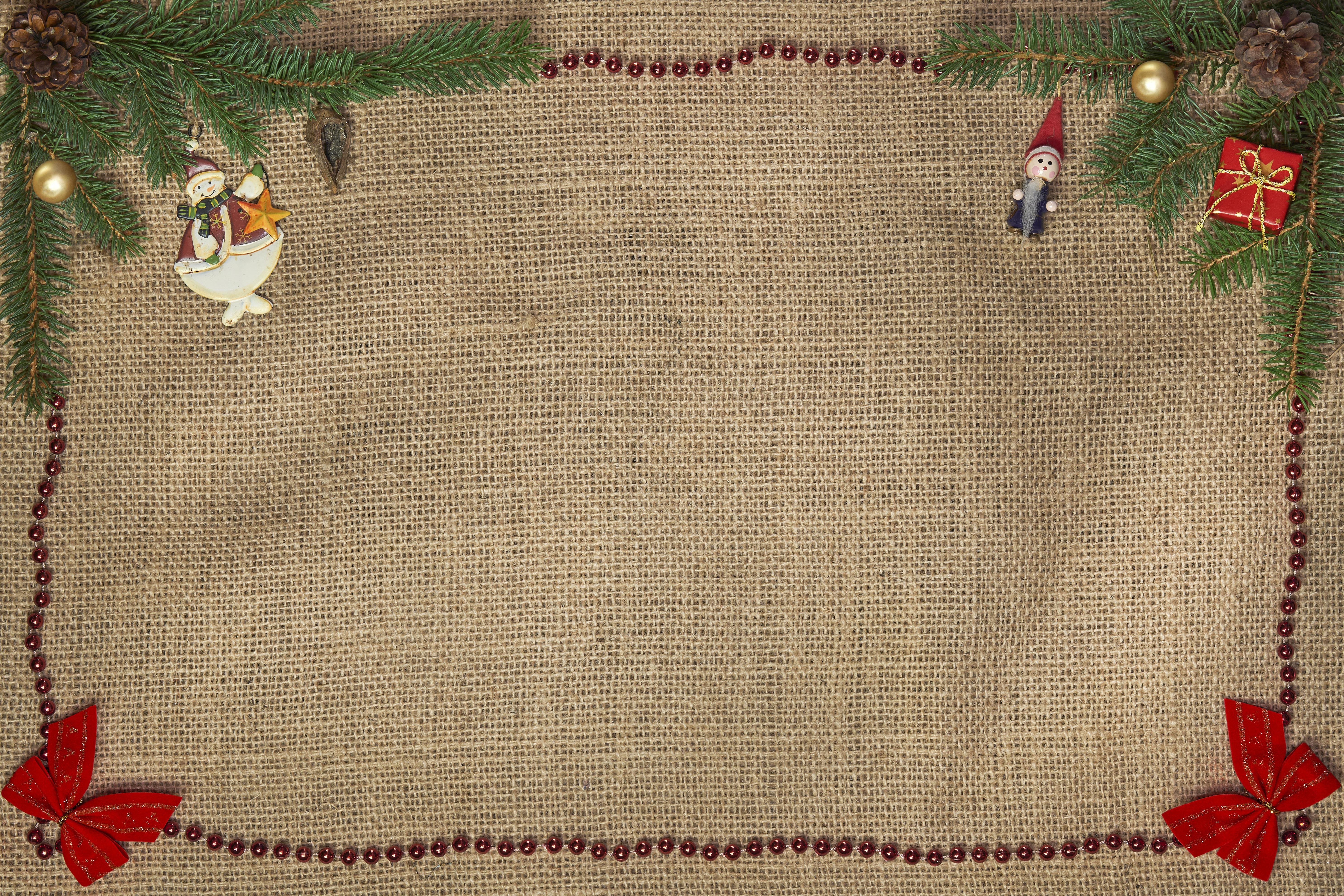 Christmas Decorations on Burlap Template HD Wallpaper