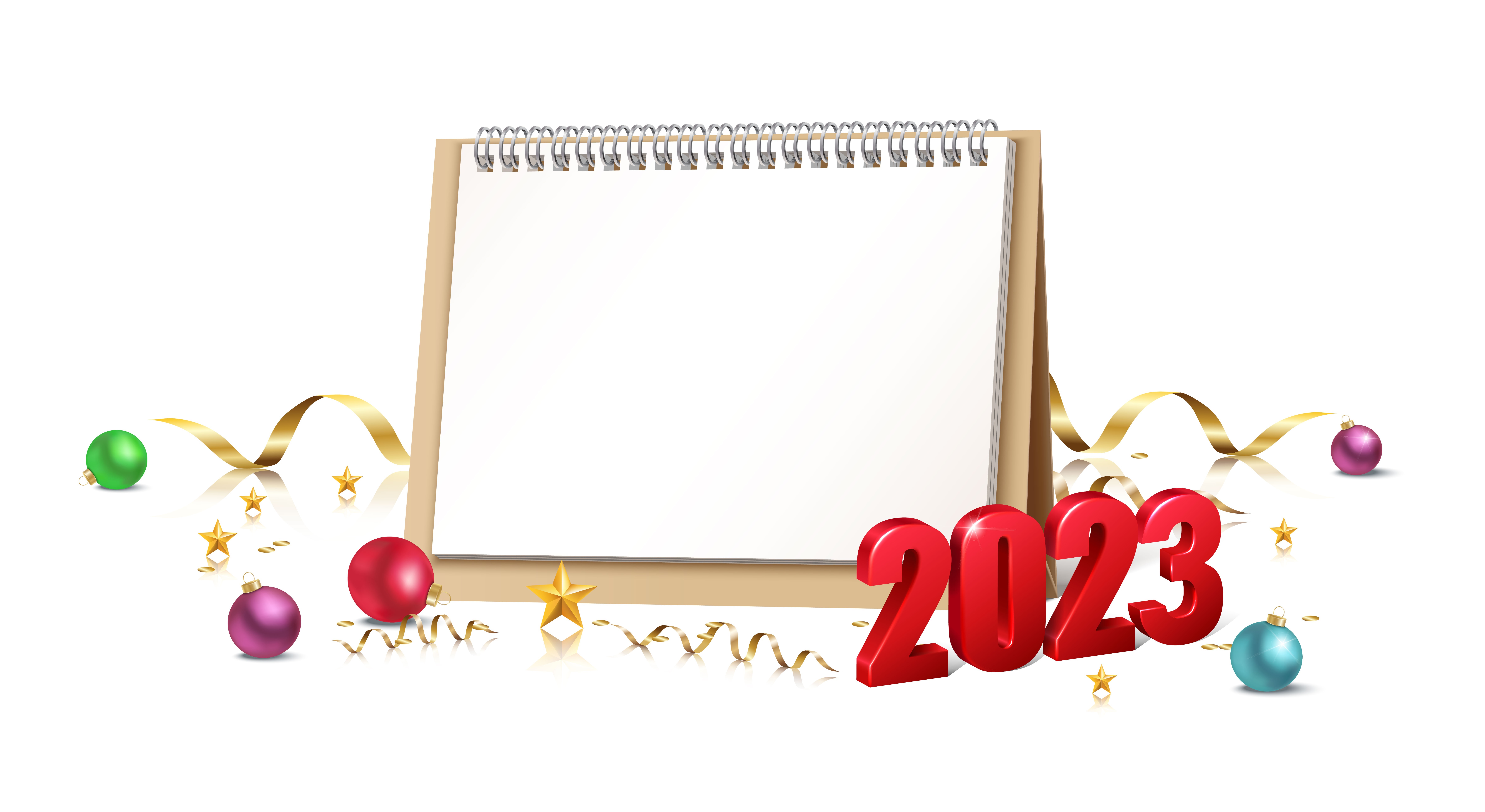 2023 New Year Notepad with Christmas Decorations HD Wallpaper