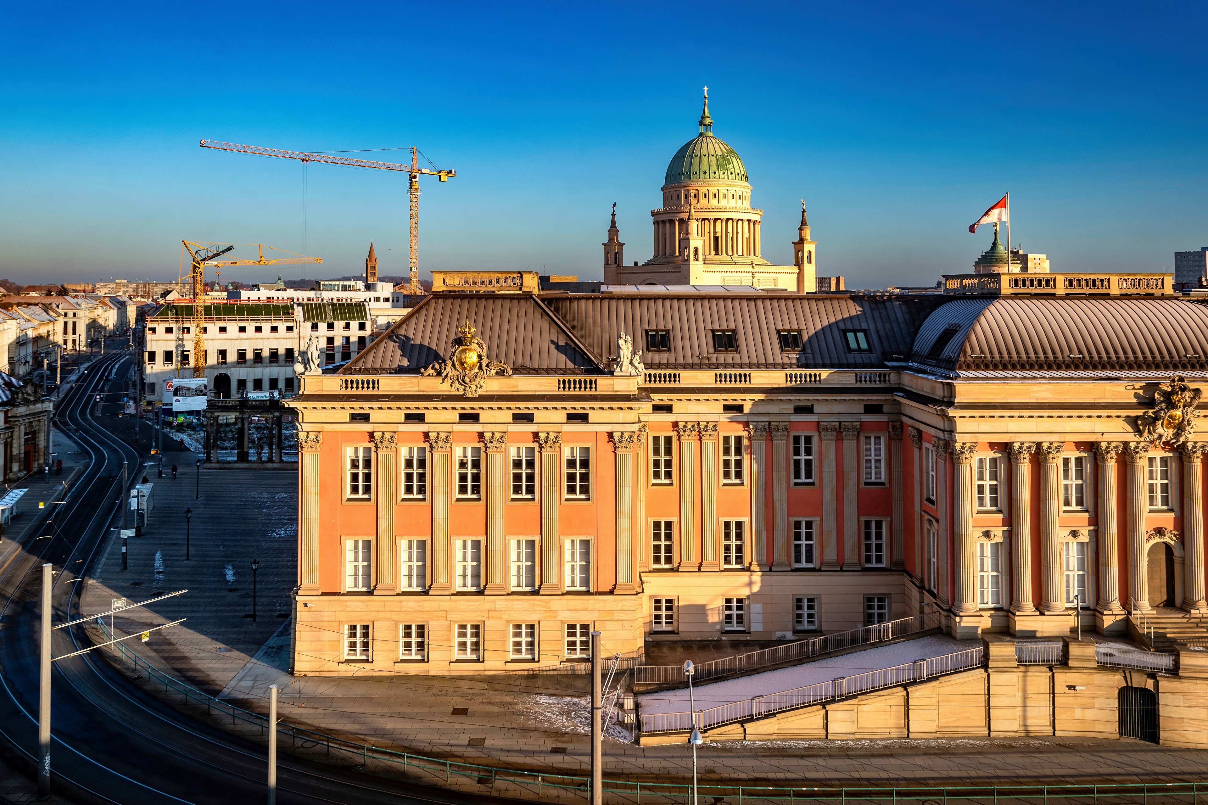 4K Germany Potsdam Buildings and Cranes HD Wallpaper