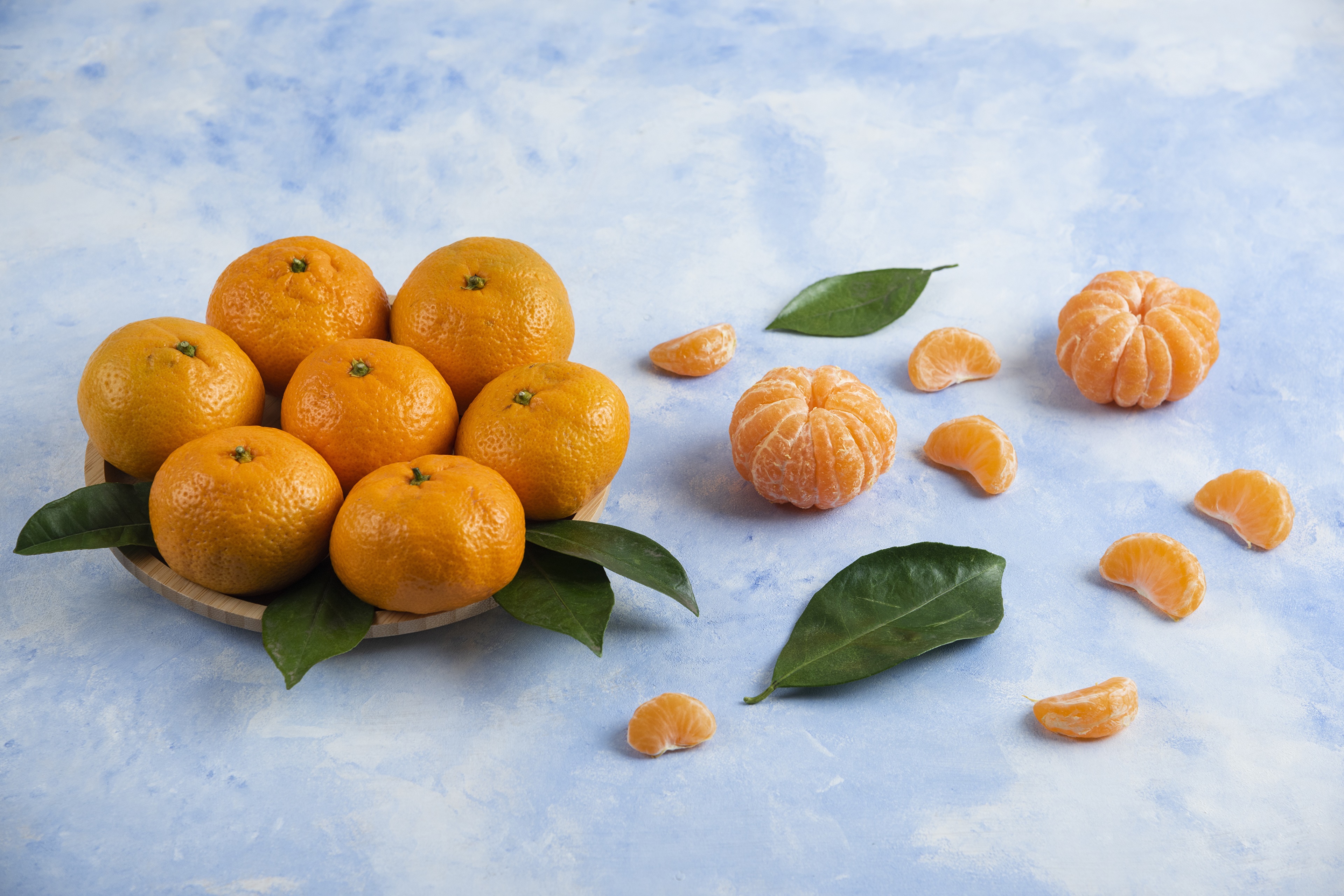 Mandarine Citrus Fruits with Leaves HD Wallpaper