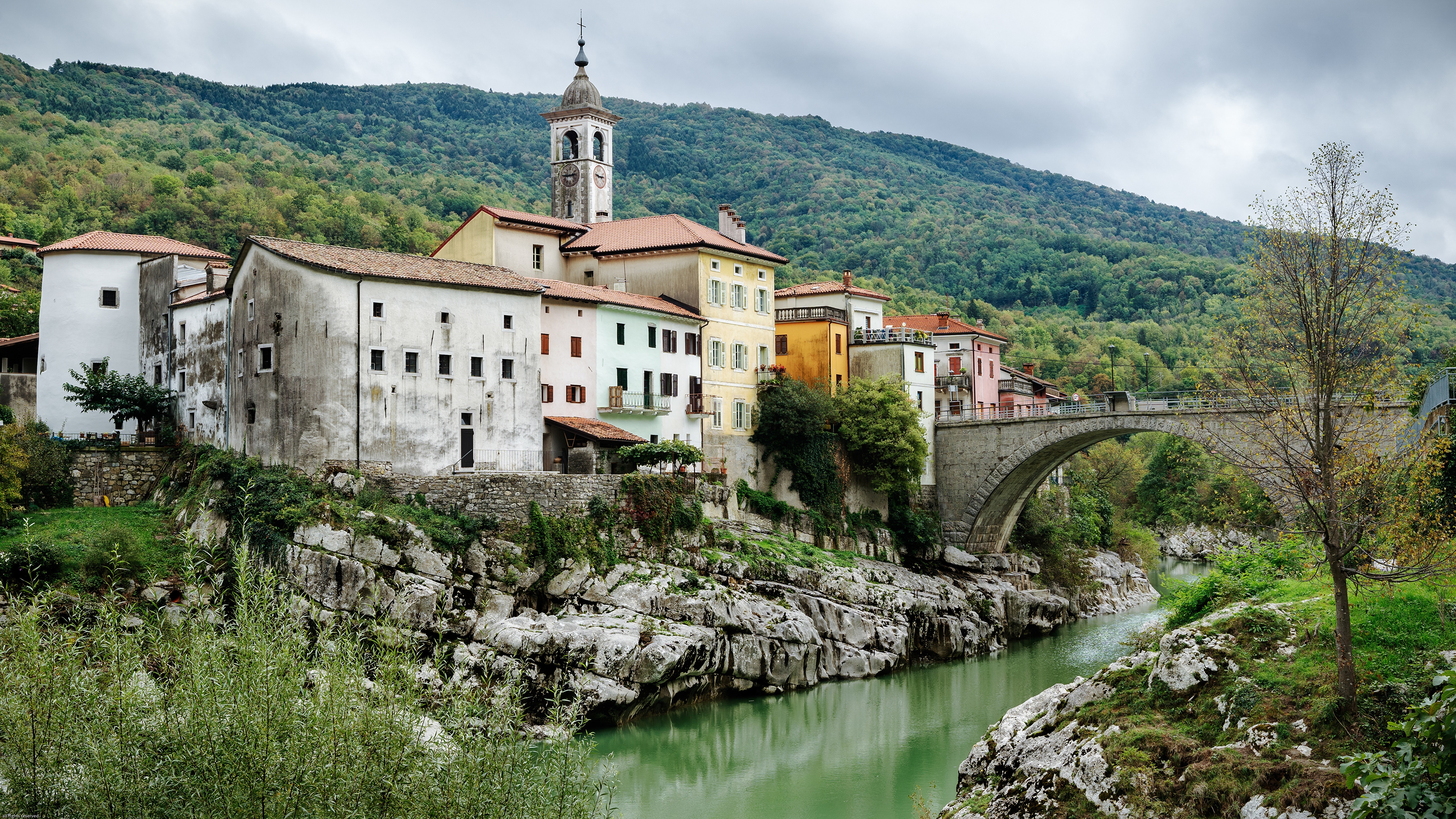 Kobarid, Slovenia: Bridge over the Soča River HD Wallpaper