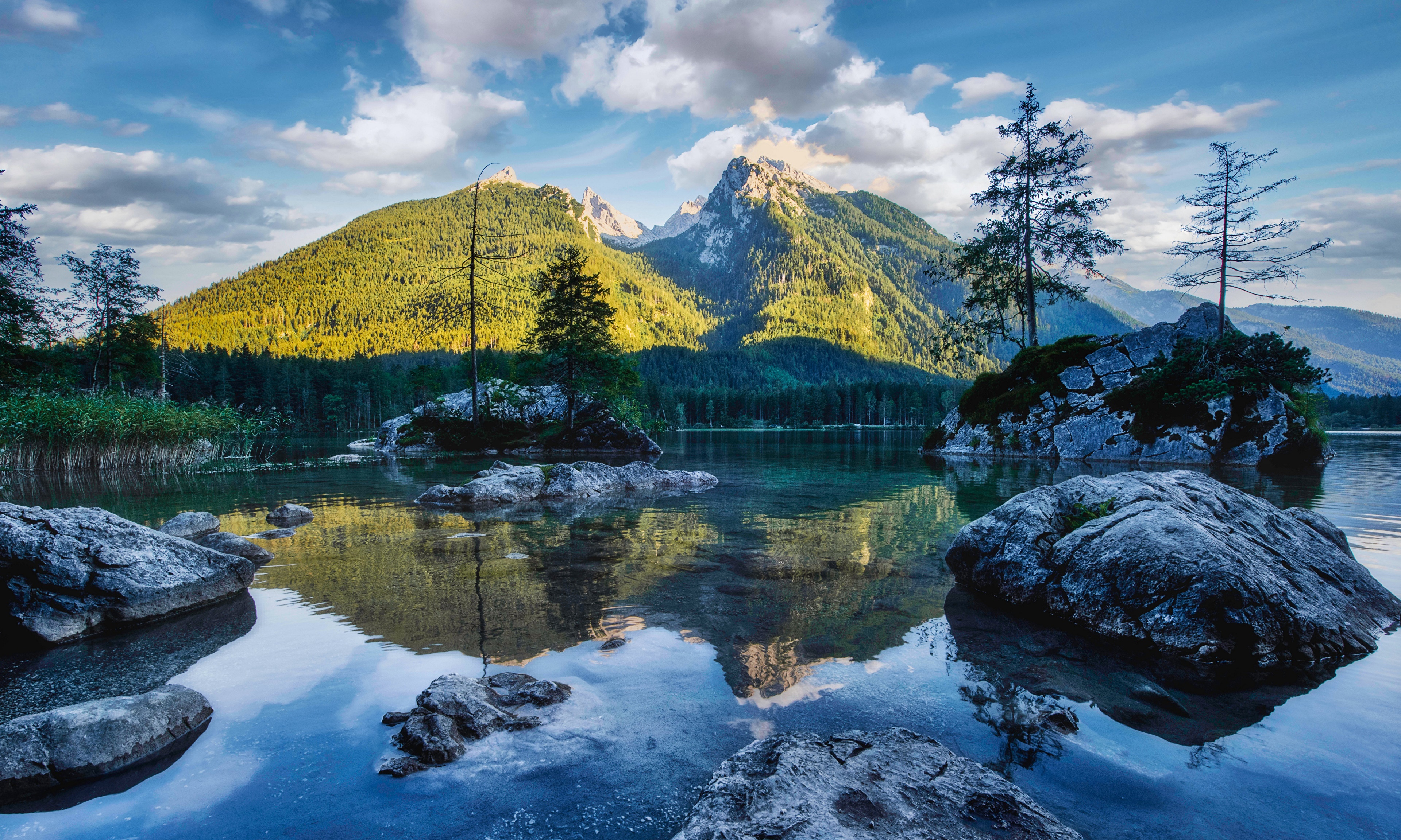 4K Hintersee Lake with Mountains and Stones in Germany HD Wallpaper