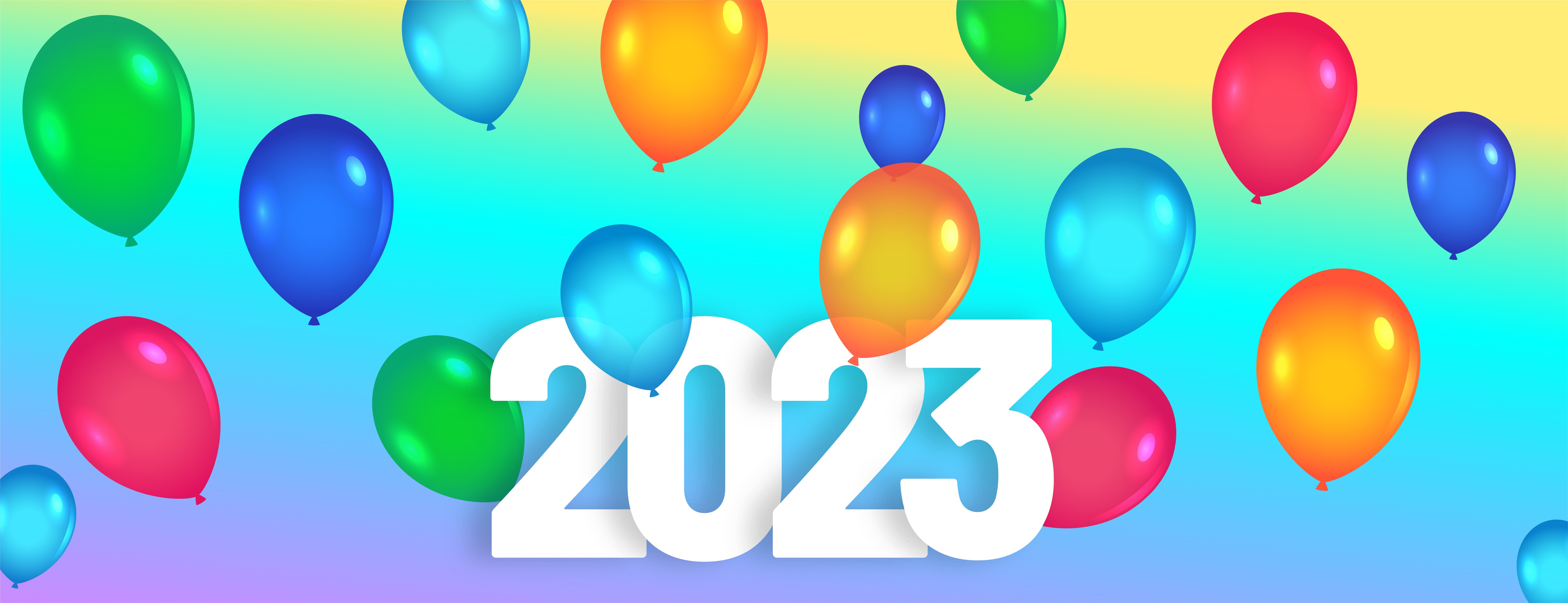 2023 Balloons Multicolor HD Wallpaper