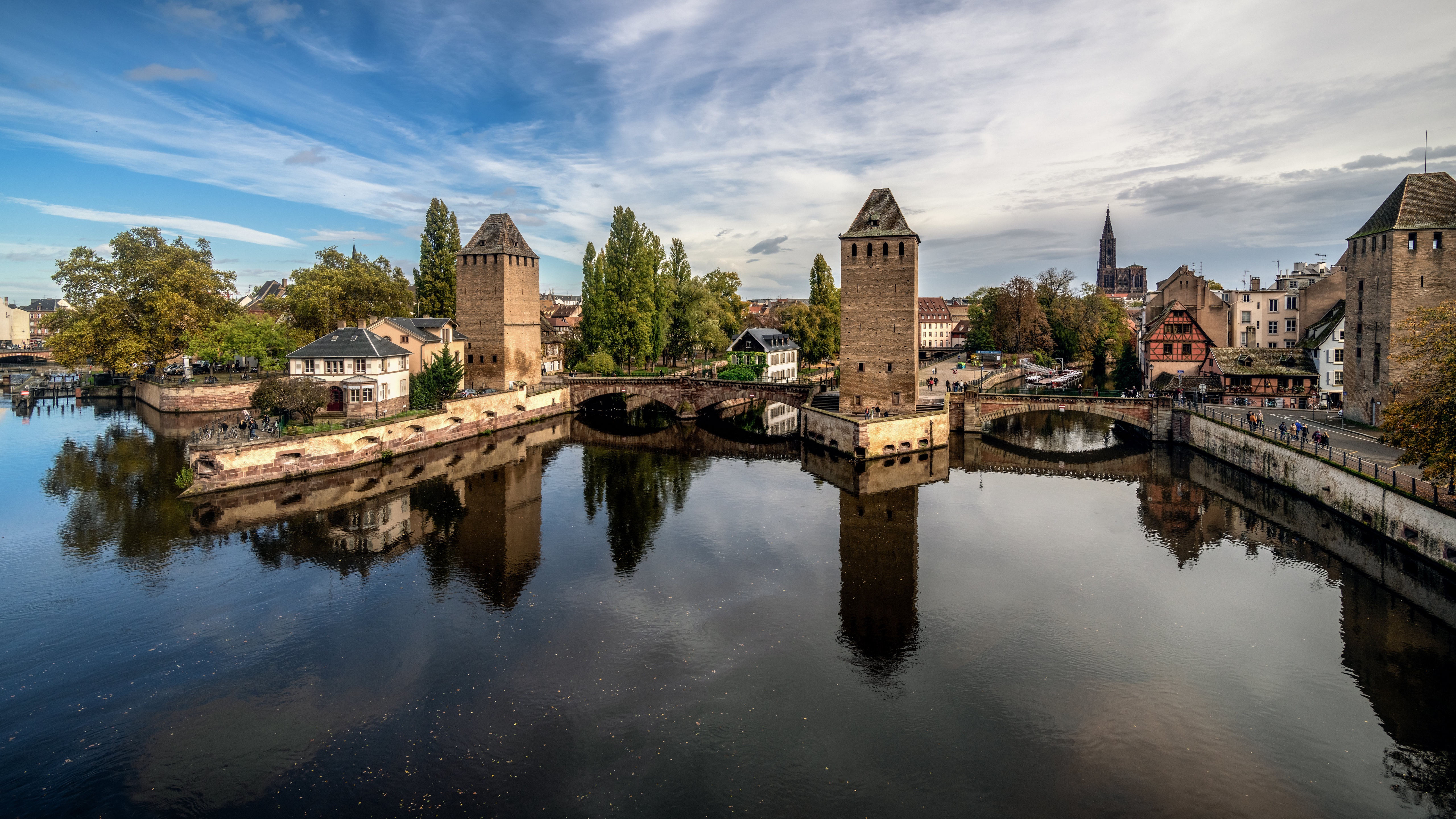Ponts Couverts, Strasbourg, France HD Wallpaper