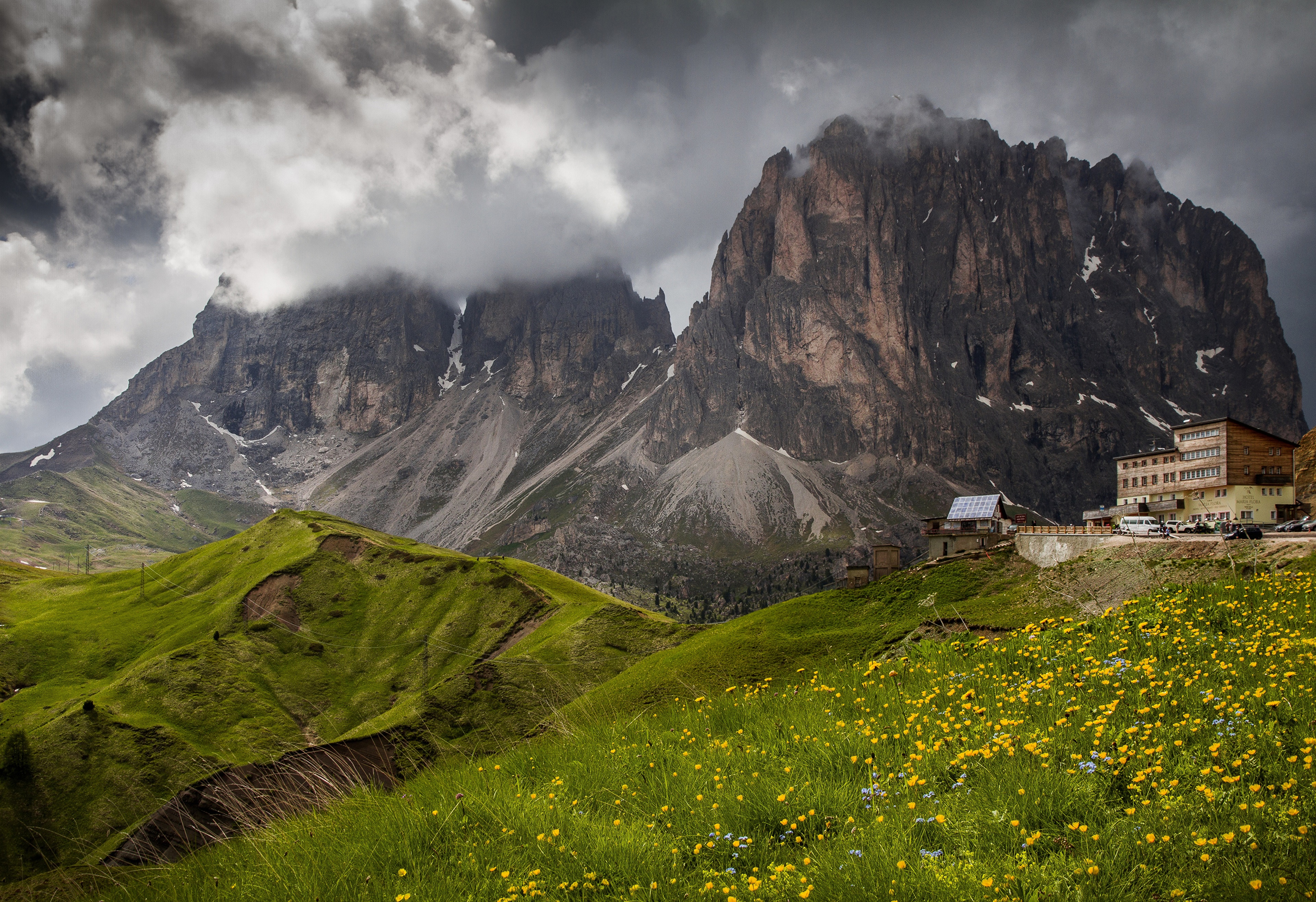 4K Dolomites Italy Mountains Crag Alps HD Wallpaper