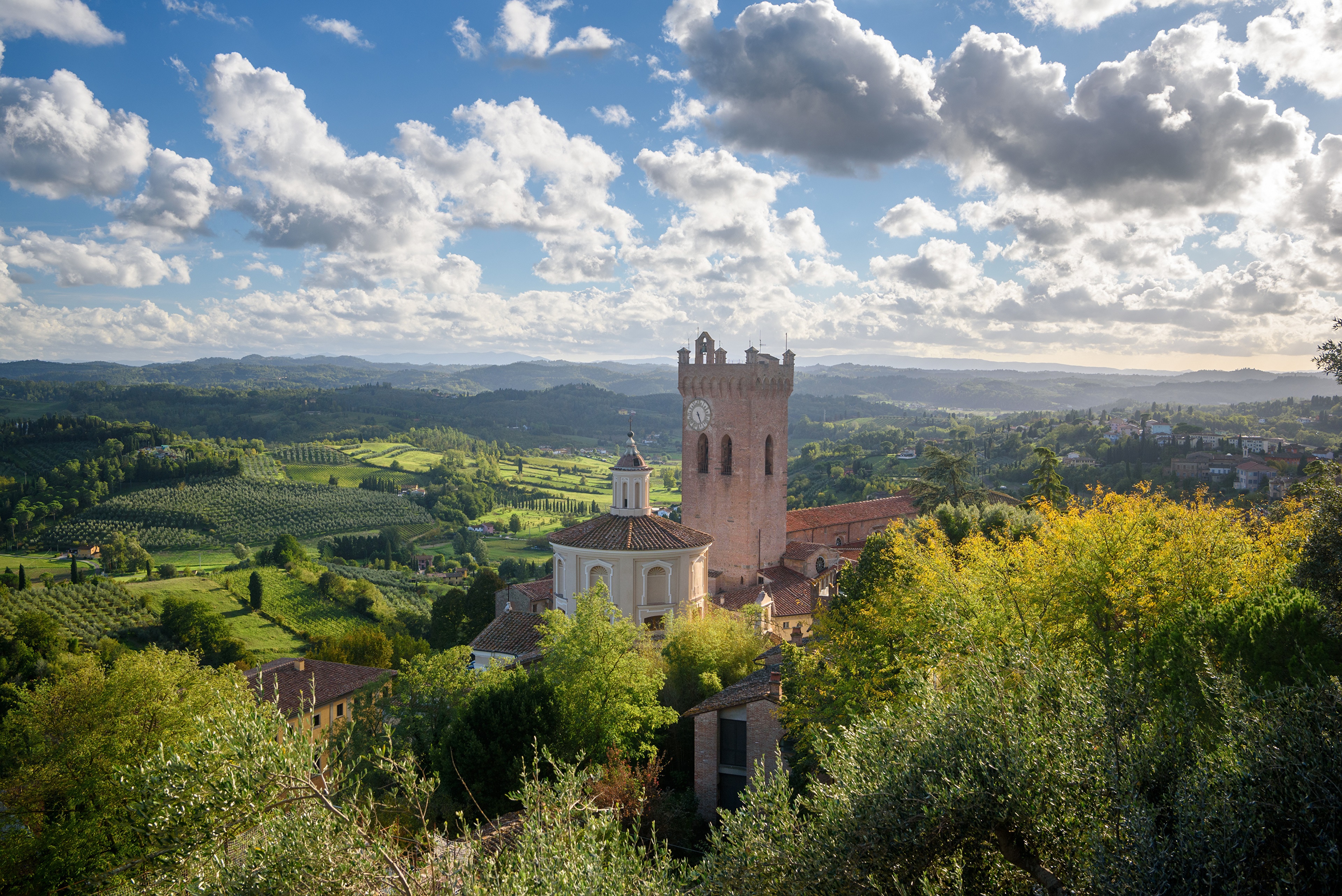 San Miniato, Italy with Tower and Clouds HD Wallpaper