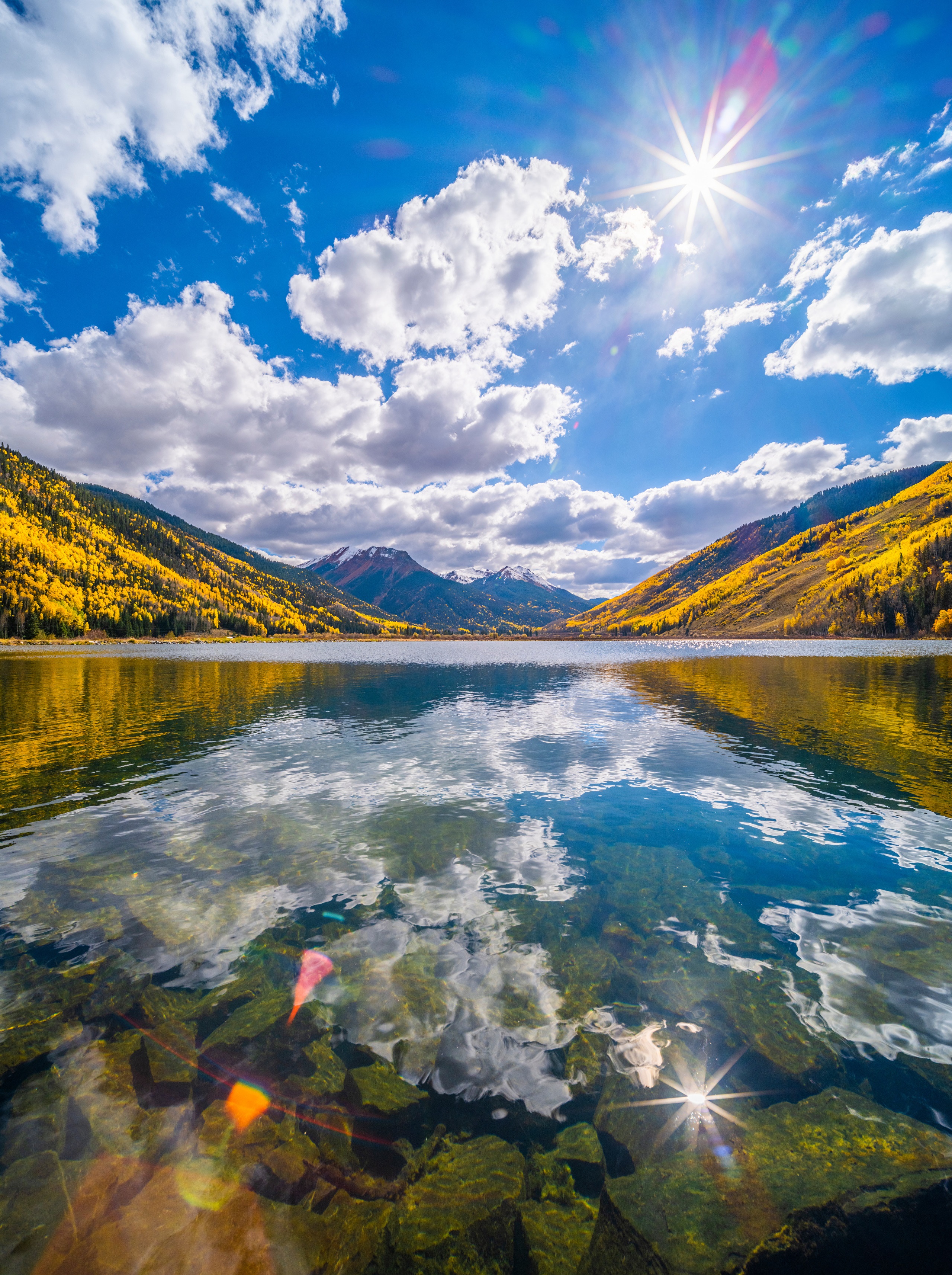 Crystal Lake in Colorado during Autumn with Mountains and Reflections HD Phone Wallpaper