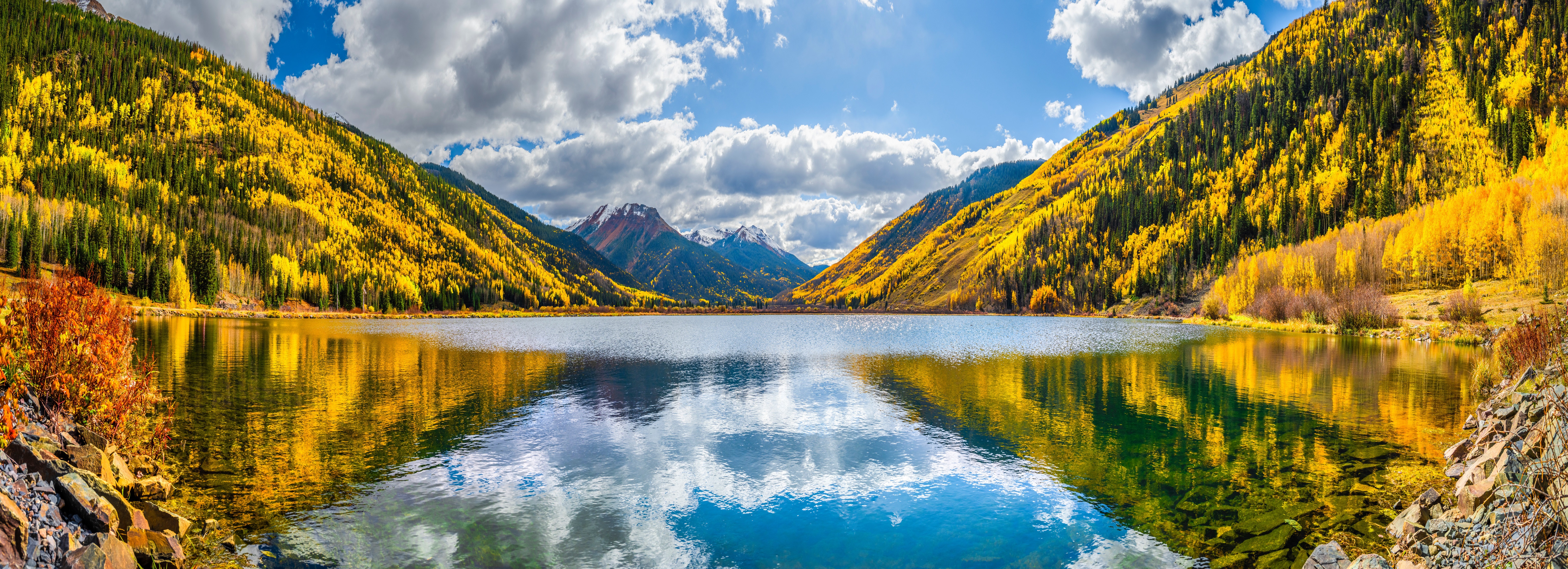 Crystal Lake Colorado USA Mountains Lake Panorama Autumn HD Wallpaper