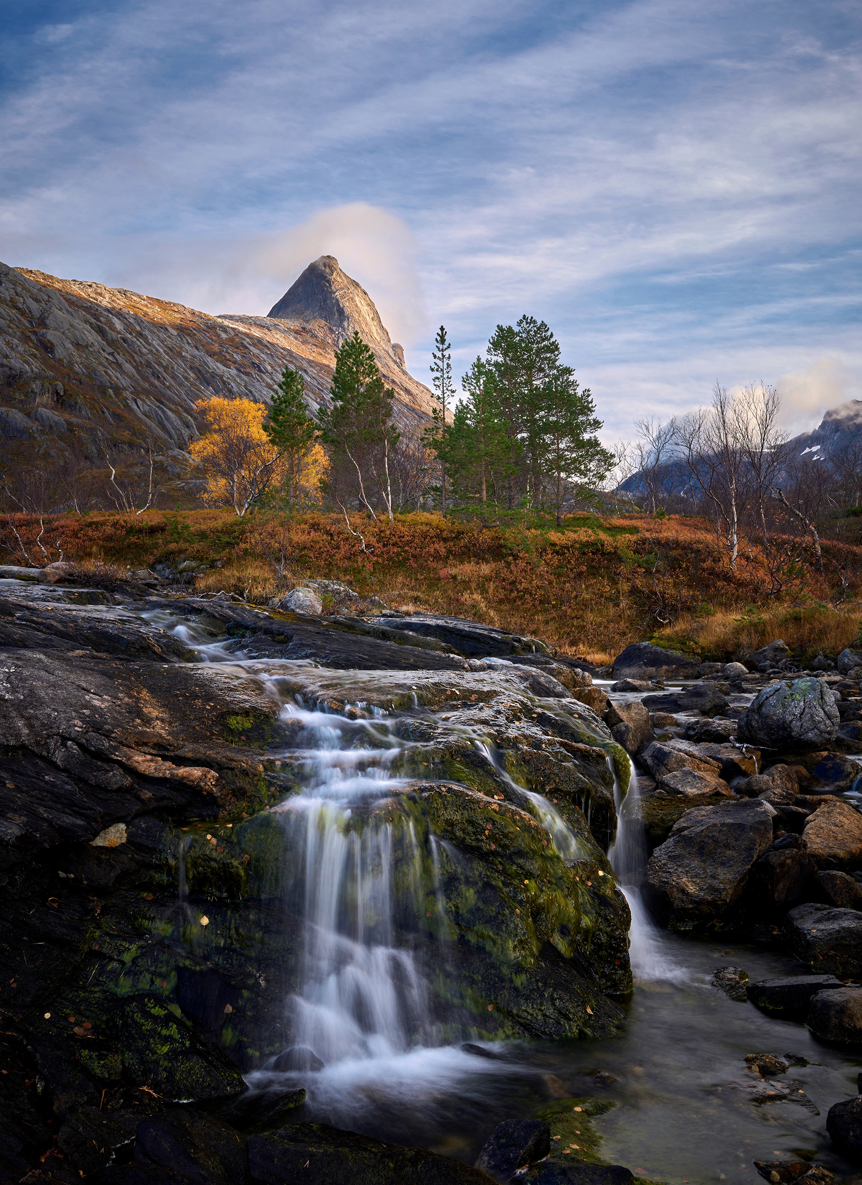Waterfall in Norway during Autumn HD Phone Wallpaper