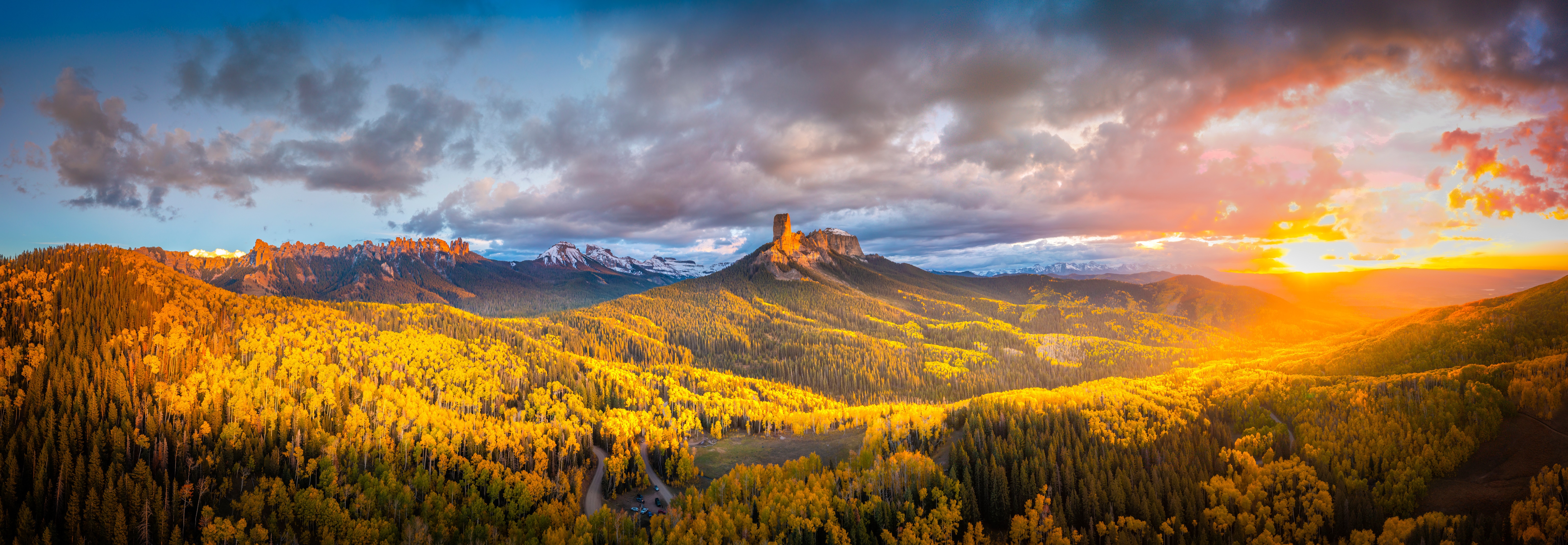 Owl Creek Pass Autumn Panorama at Sunrise HD Wallpaper