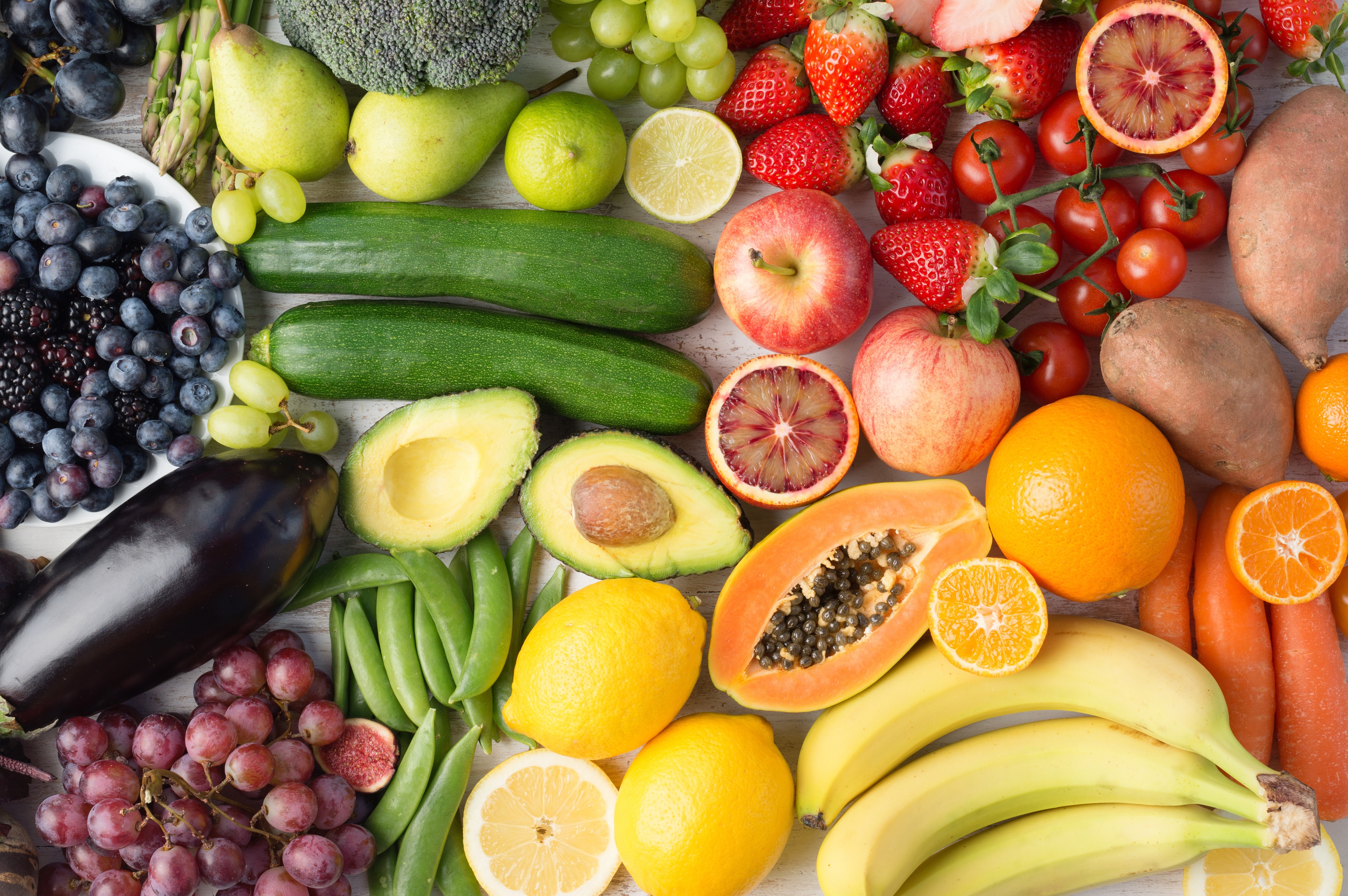 Assortment of Fresh Fruits and Vegetables HD Wallpaper