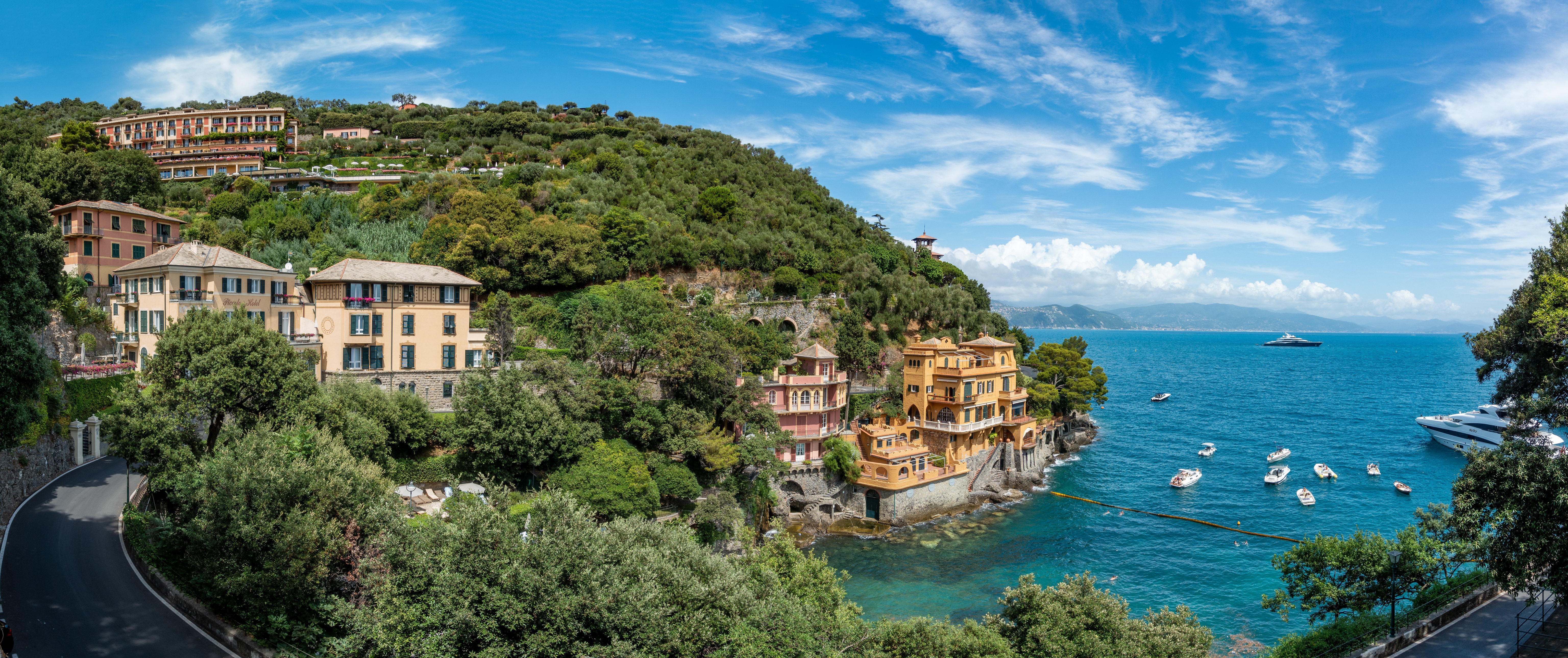 Portofino, Italy Panorama with Houses and Sea HD Wallpaper