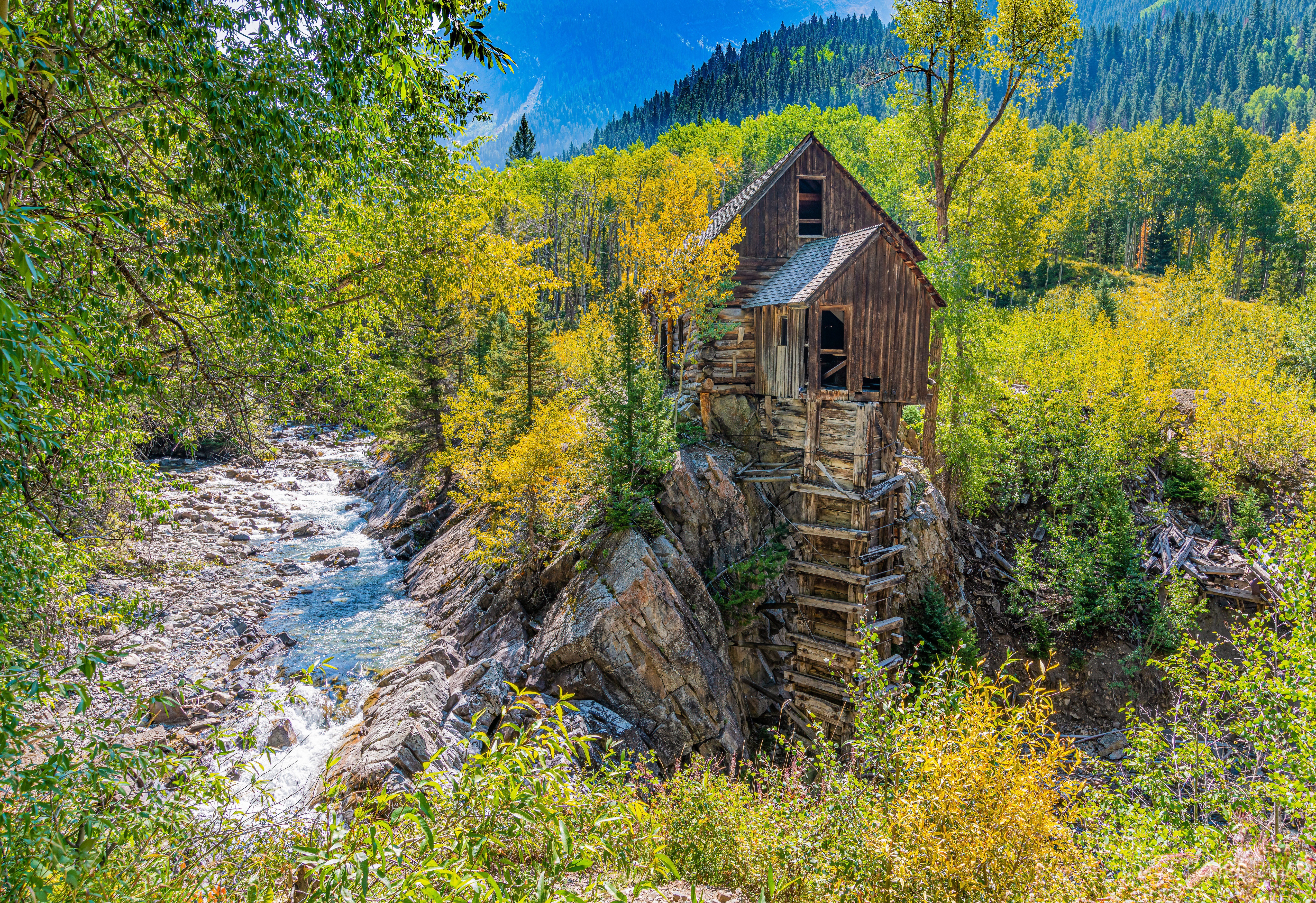 Crystal Mill in a Forest with a River HD Wallpaper