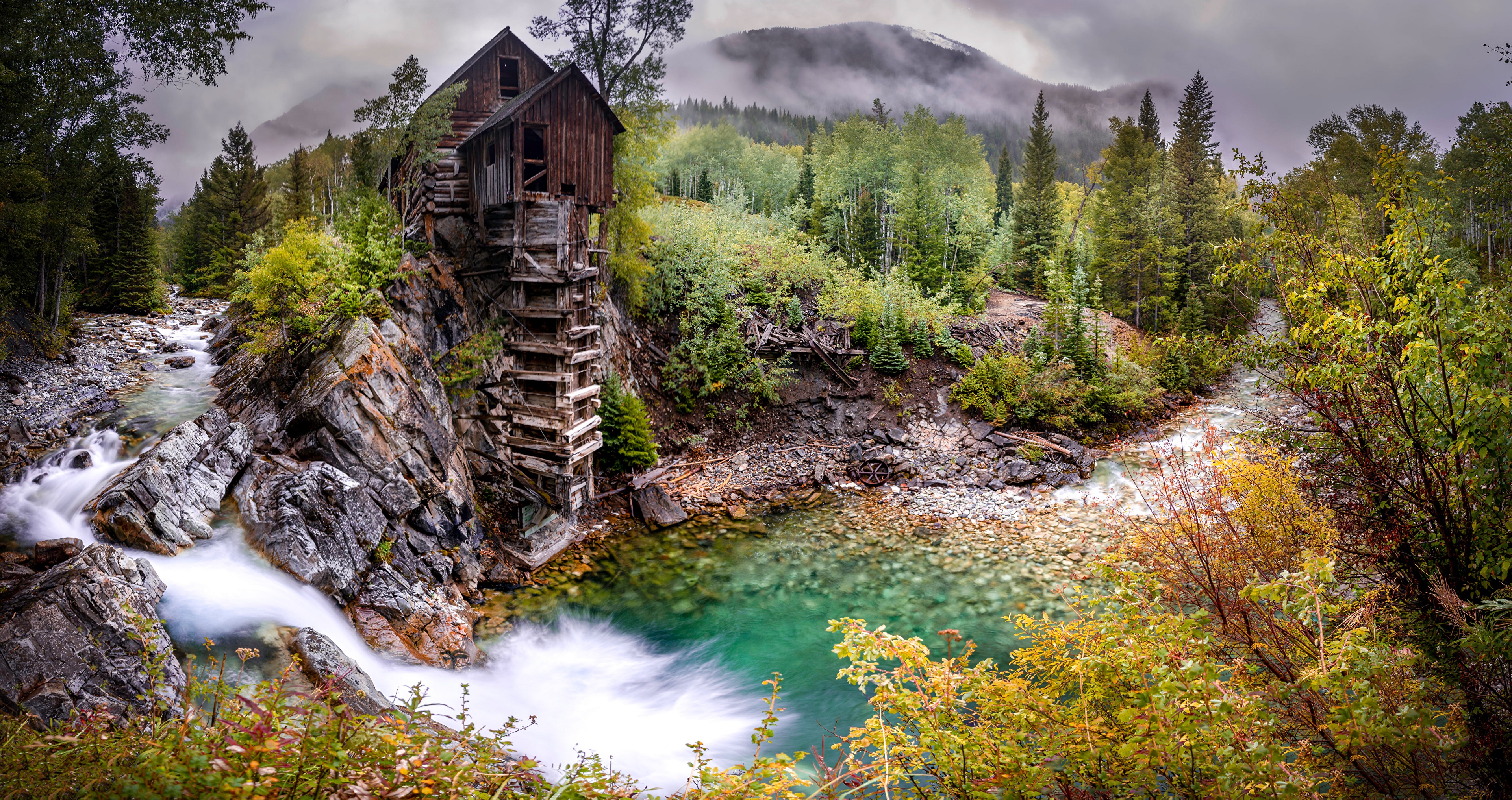 Crystal Mill, USA, Rivers, Forests, Mountains HD Wallpaper
