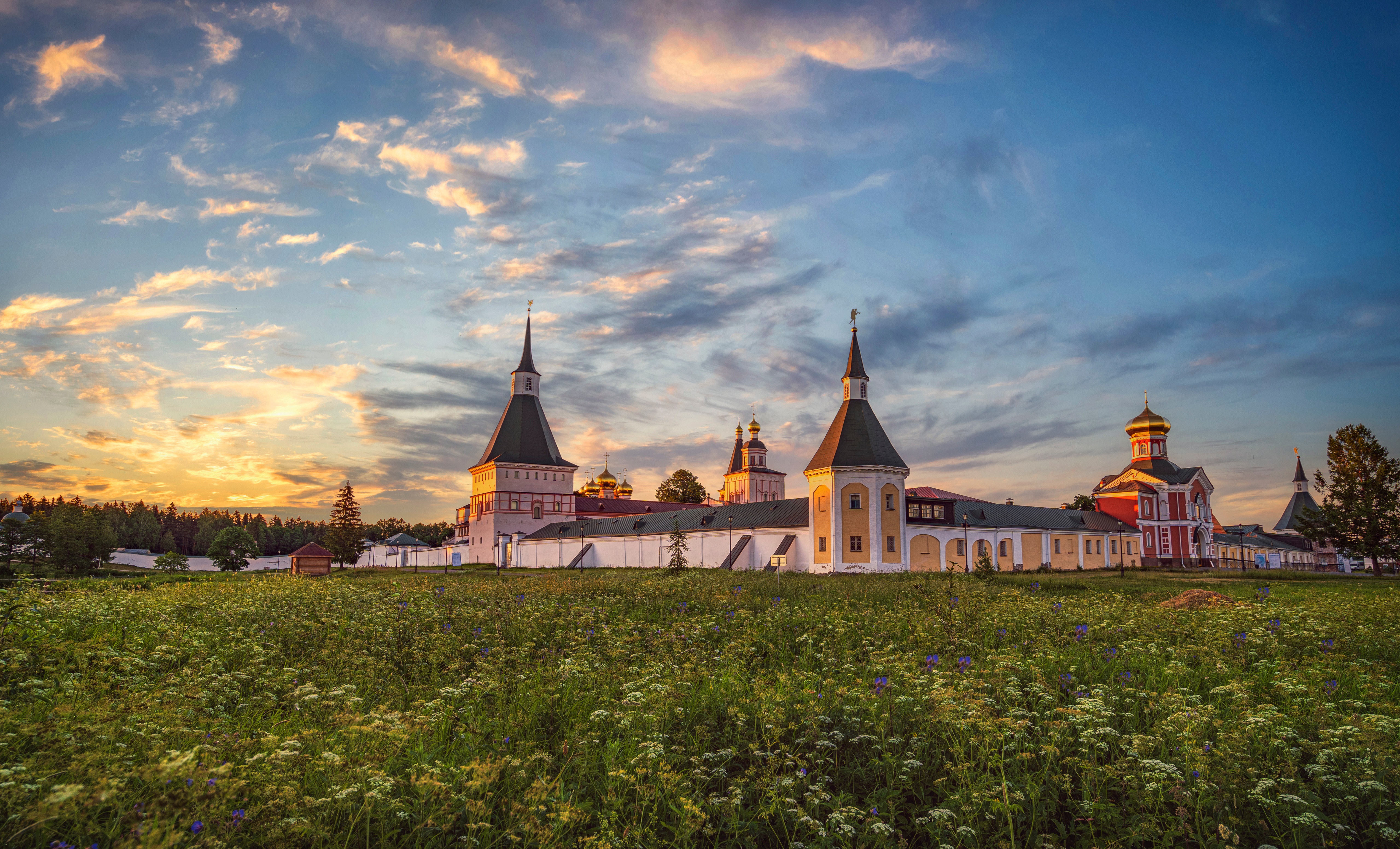 Valday Iversky Monastery, Russia at sunset HD Wallpaper