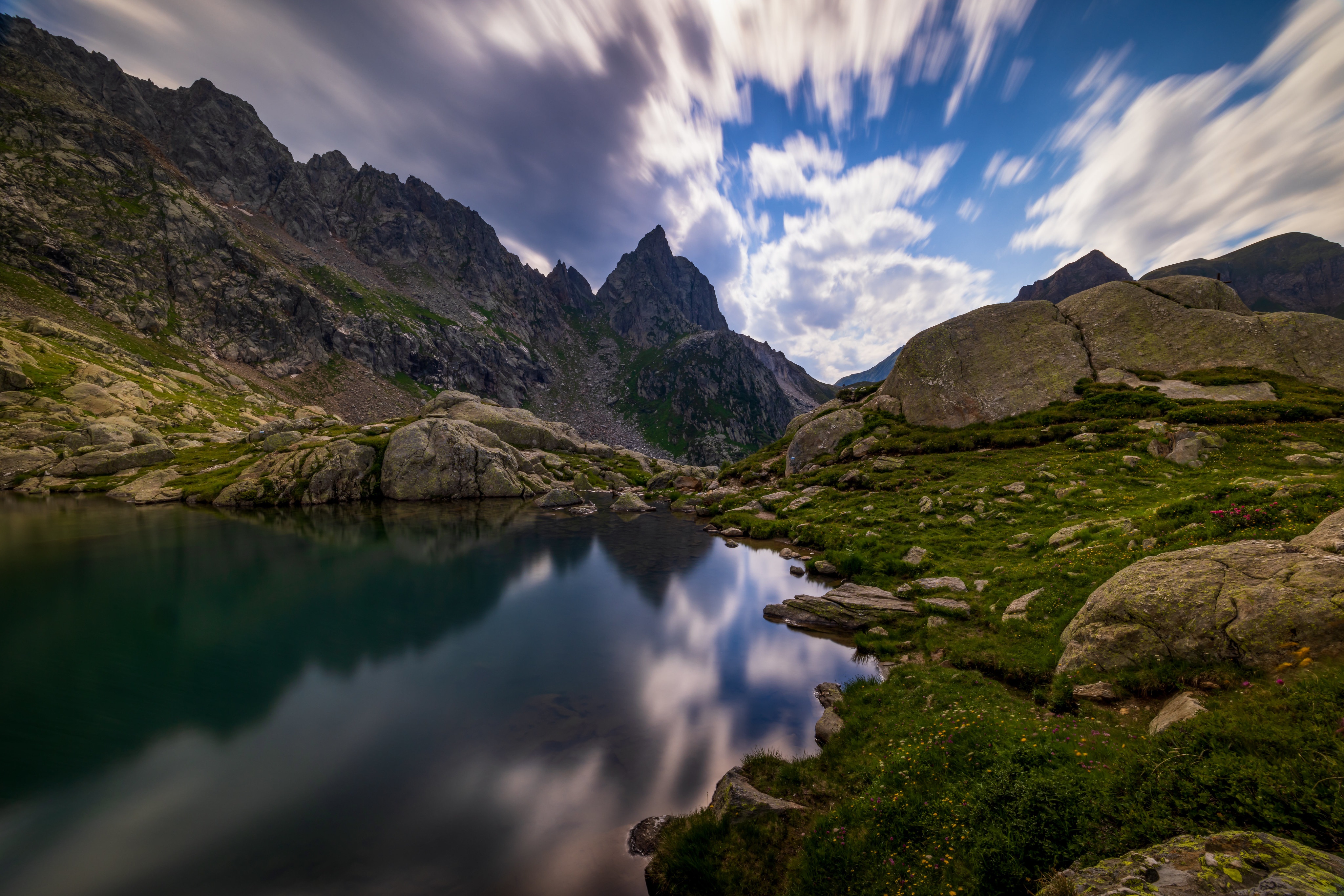 4K Ticino Switzerland Mountains Lake Alps Clouds HD Wallpaper