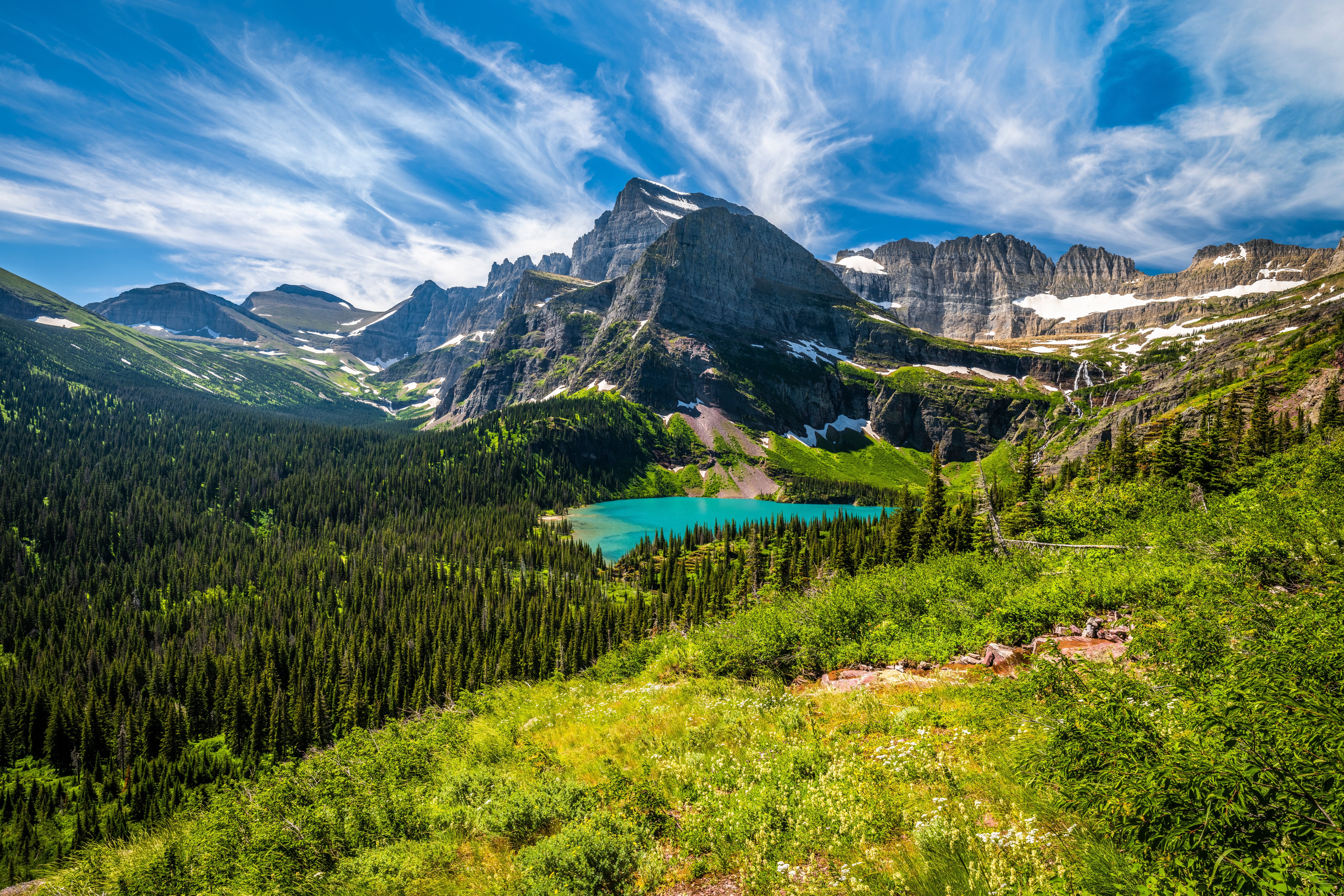 Glacier National Park Mountains Lake USA HD Wallpaper