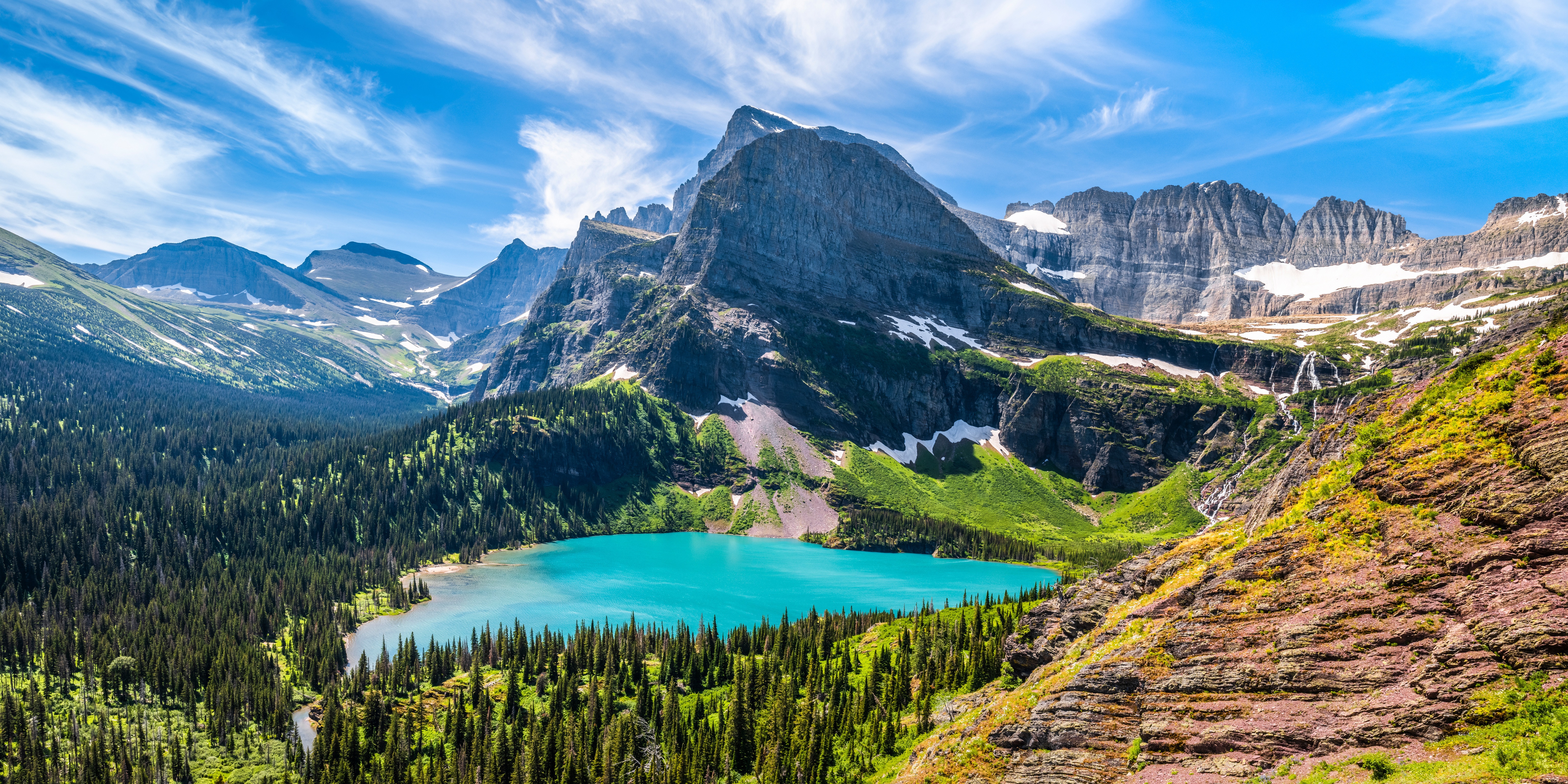 Glacier National Park Mountains and Lake HD Wallpaper
