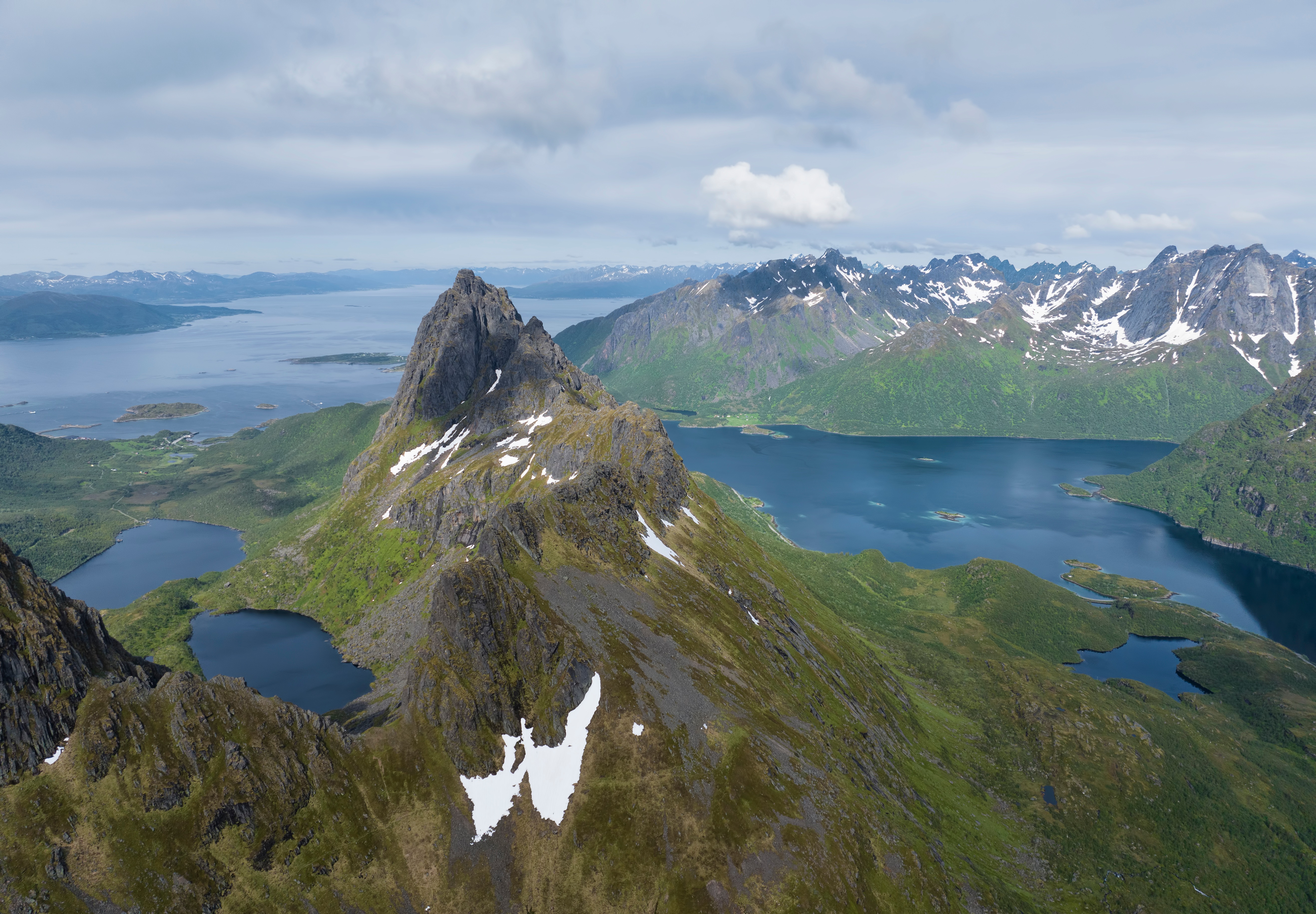 Lofoten Norway Fjord Mountains from Above HD Wallpaper