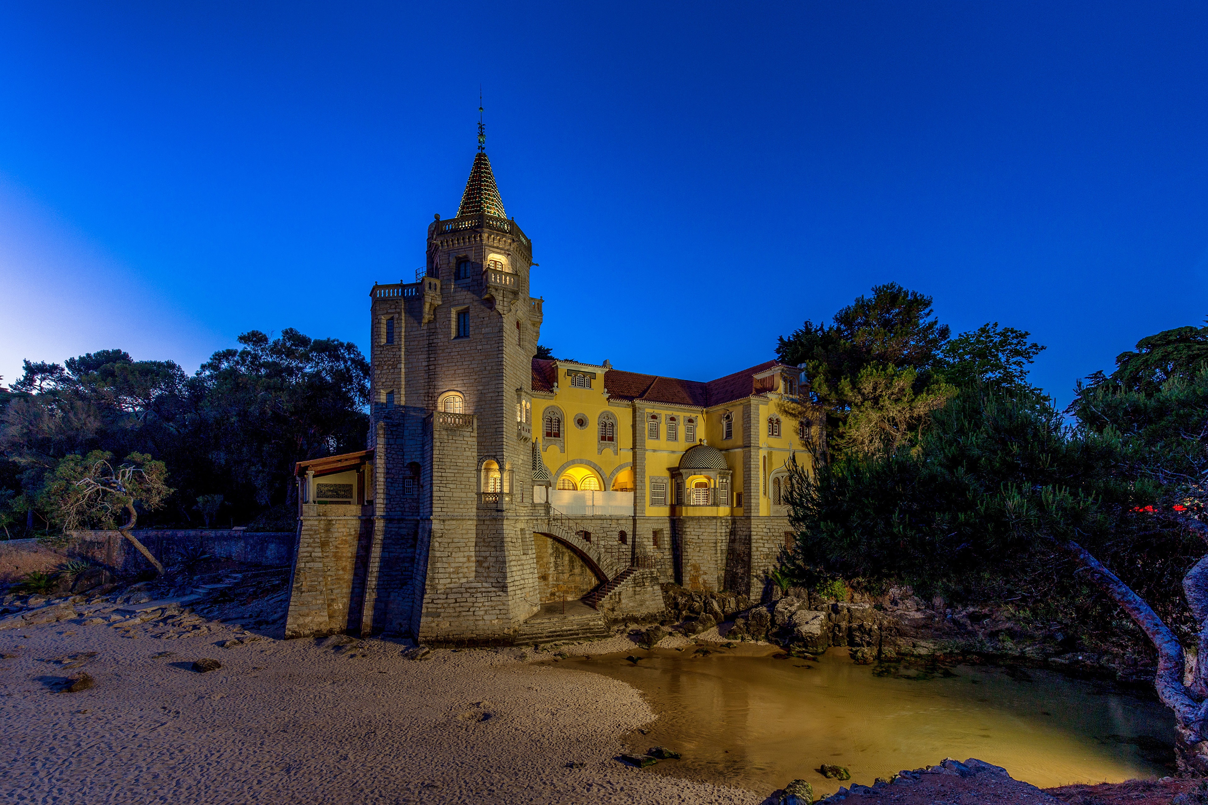 4K Estoril Castle Museum Tower in Portugal HD Wallpaper
