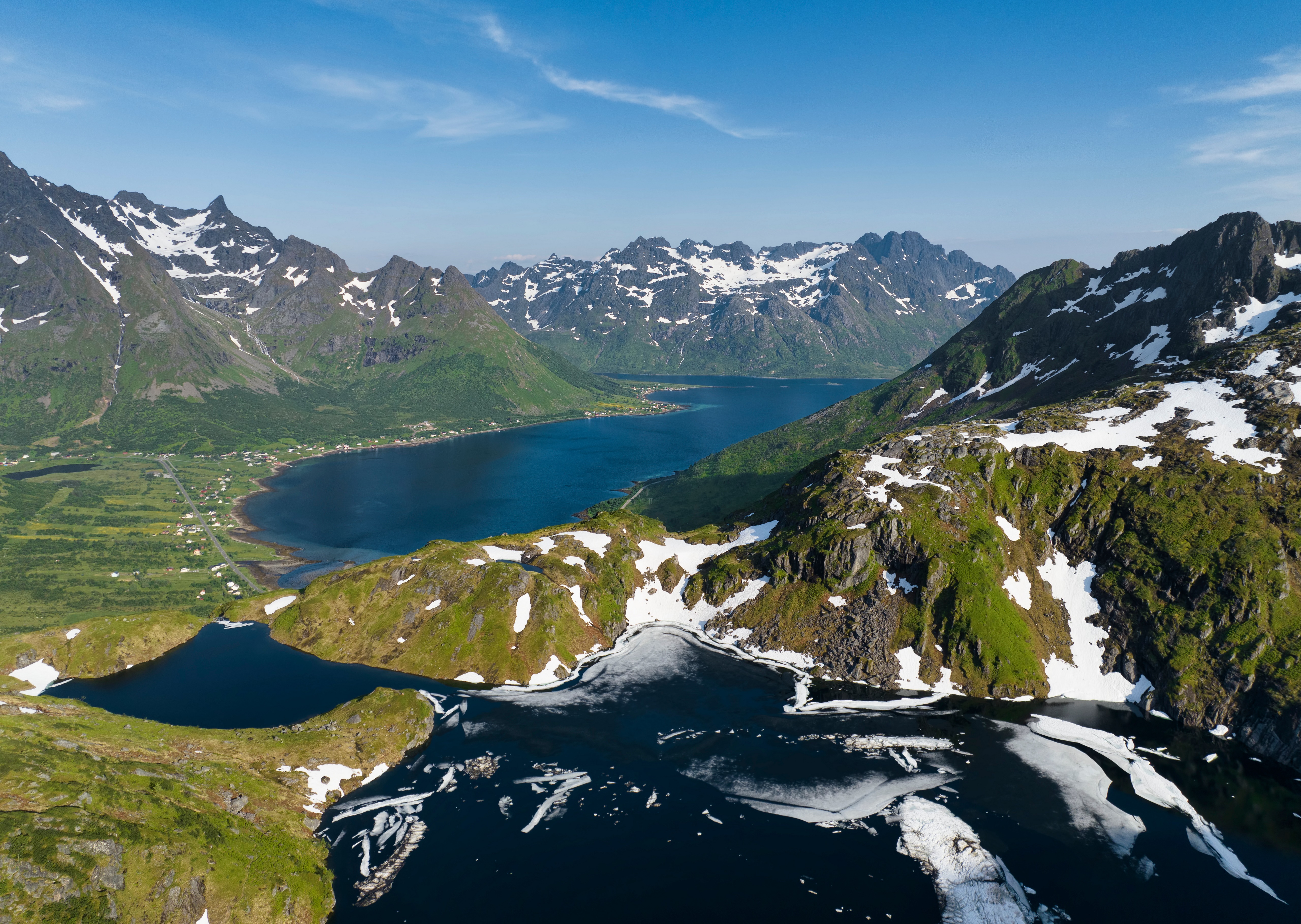 Mountains and Fjord in Lofoten, Norway HD Wallpaper