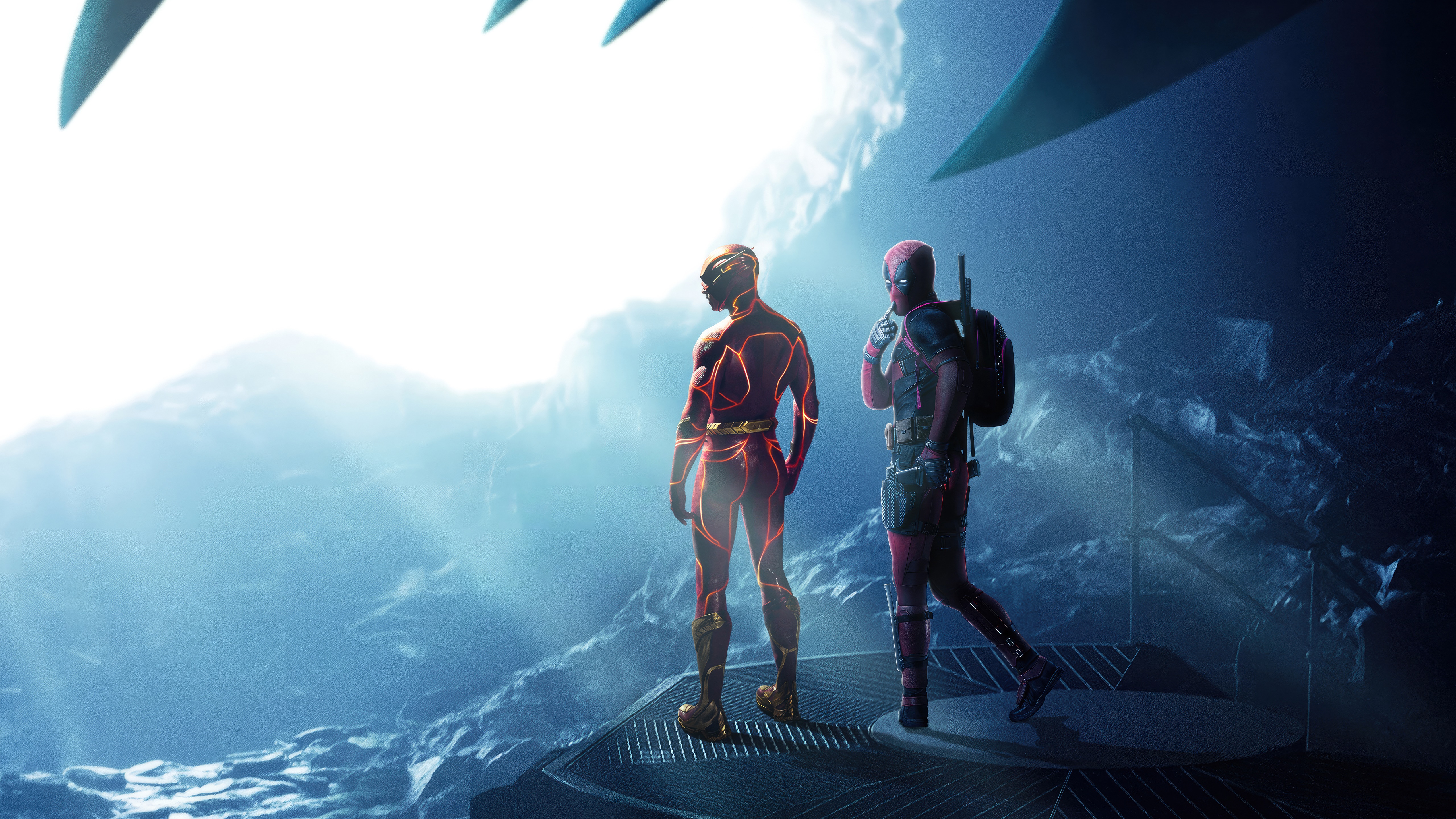 The Flash and Deadpool on a rocky planet HD Wallpaper