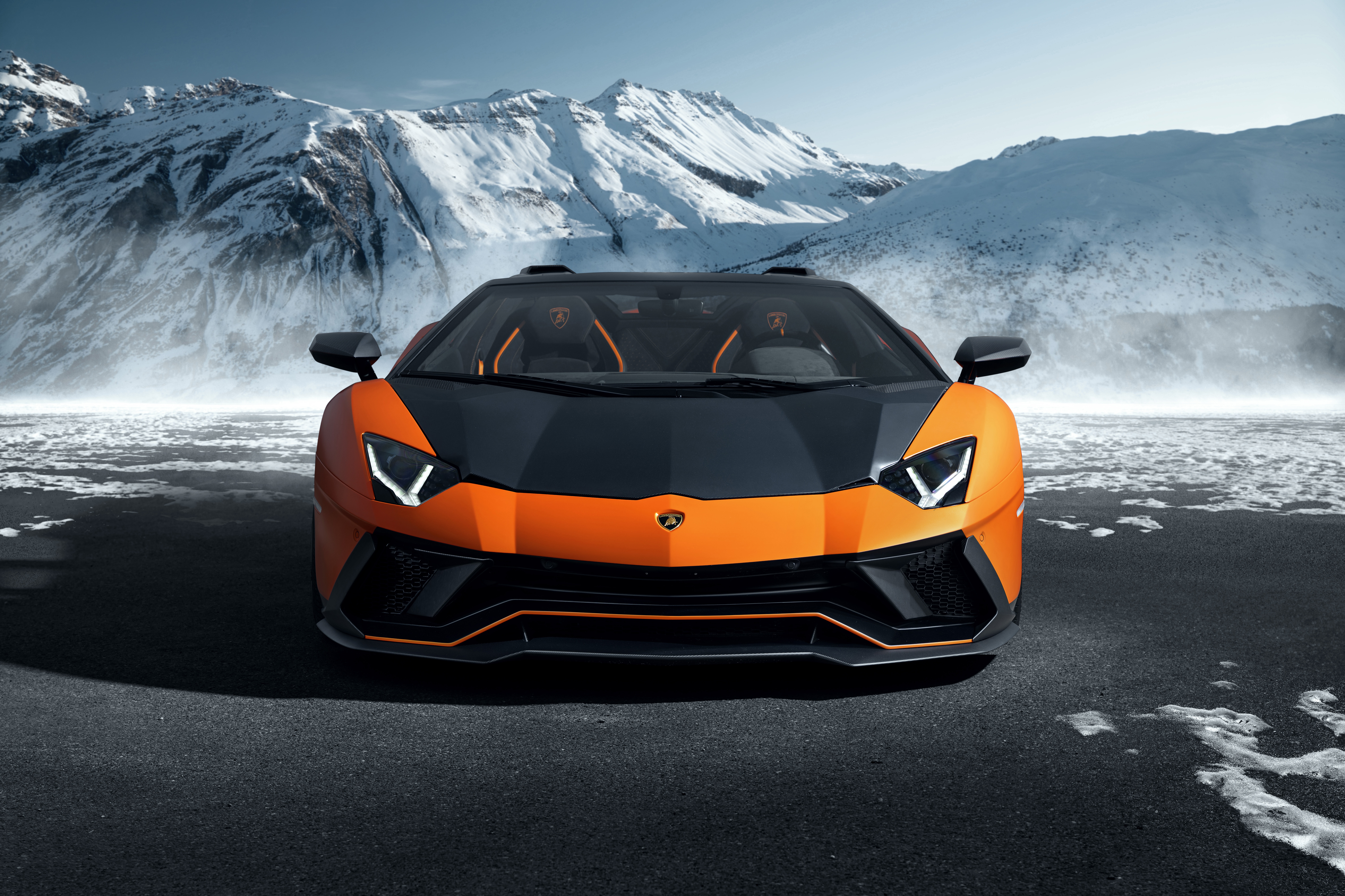Lamborghini Aventador Roadster in Snowy Landscape HD Wallpaper