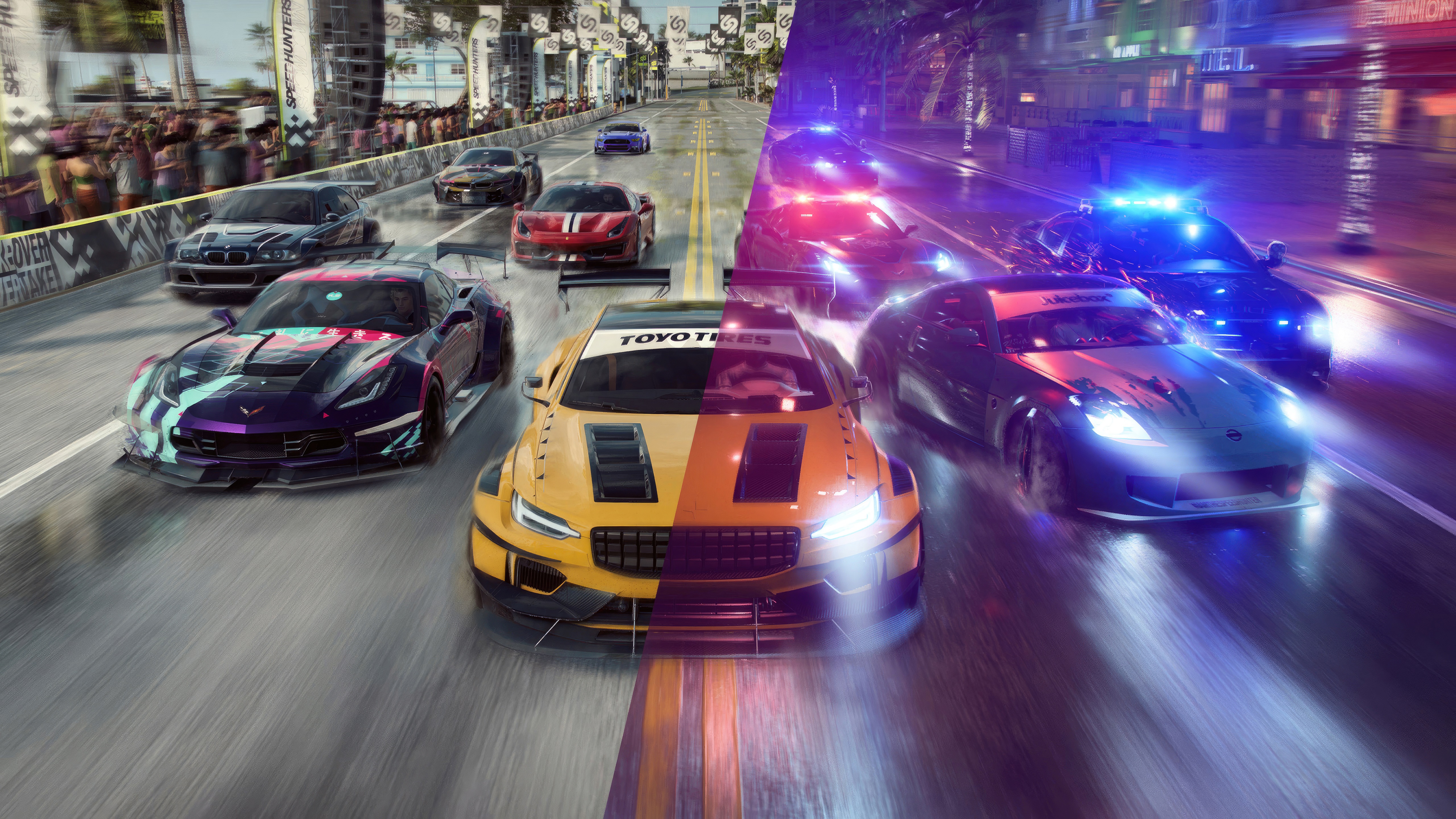 Need for Speed Heat cars racing and police chase HD Wallpaper