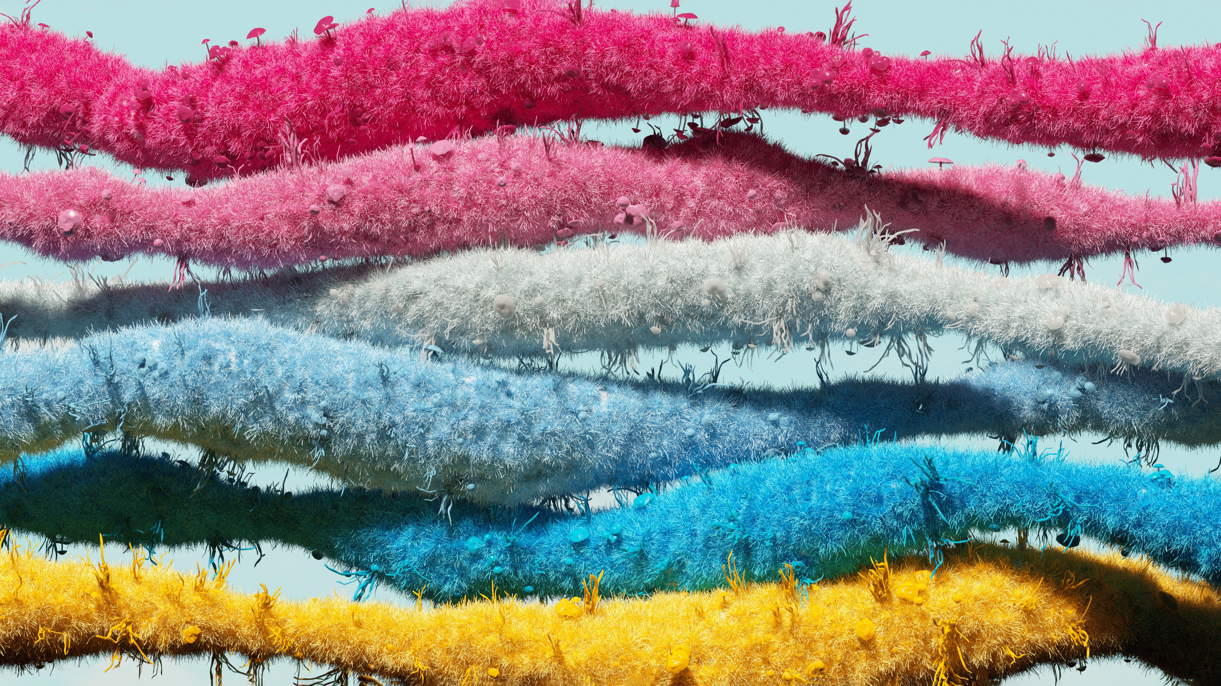 Abstract colorful strands with small growths HD Wallpaper