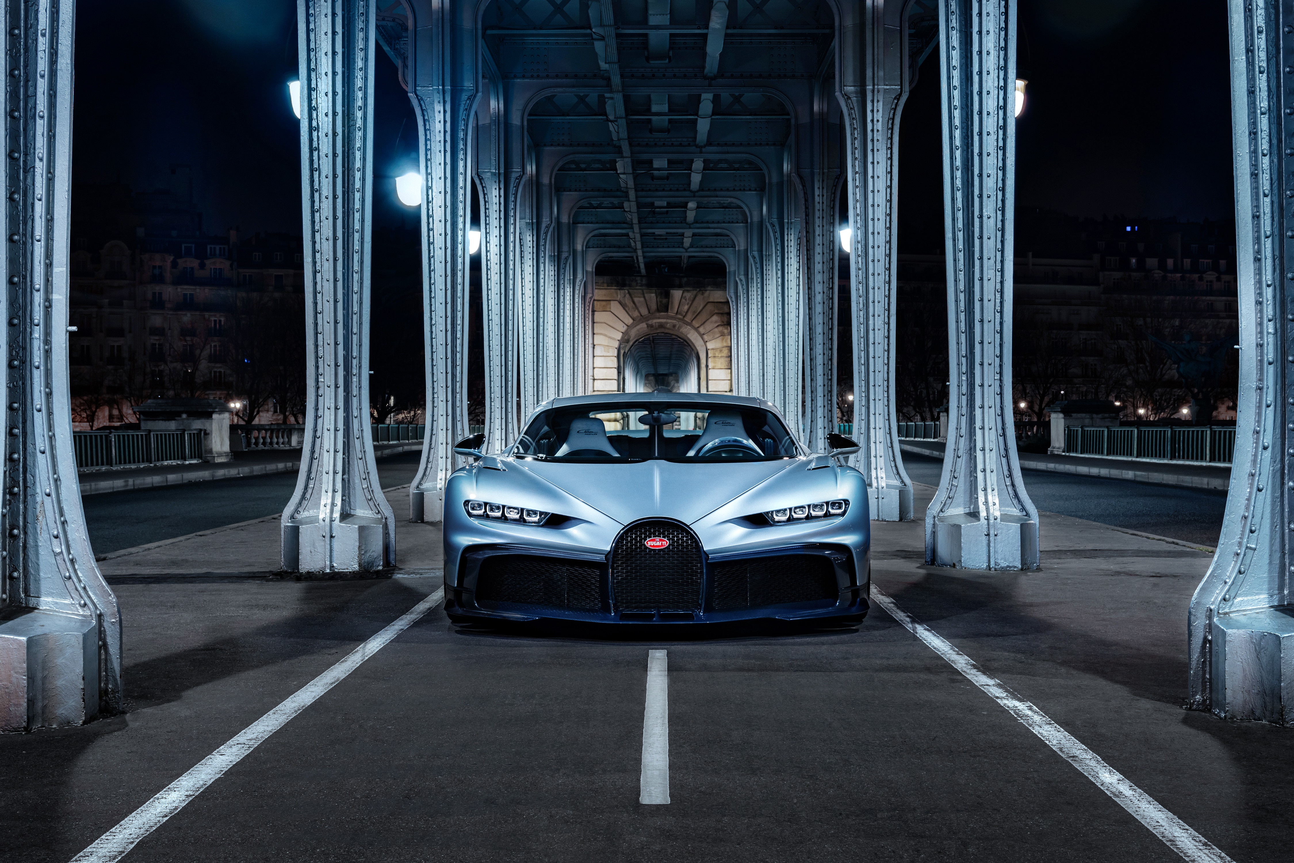 Bugatti Chiron Profilée on a bridge at night HD Wallpaper