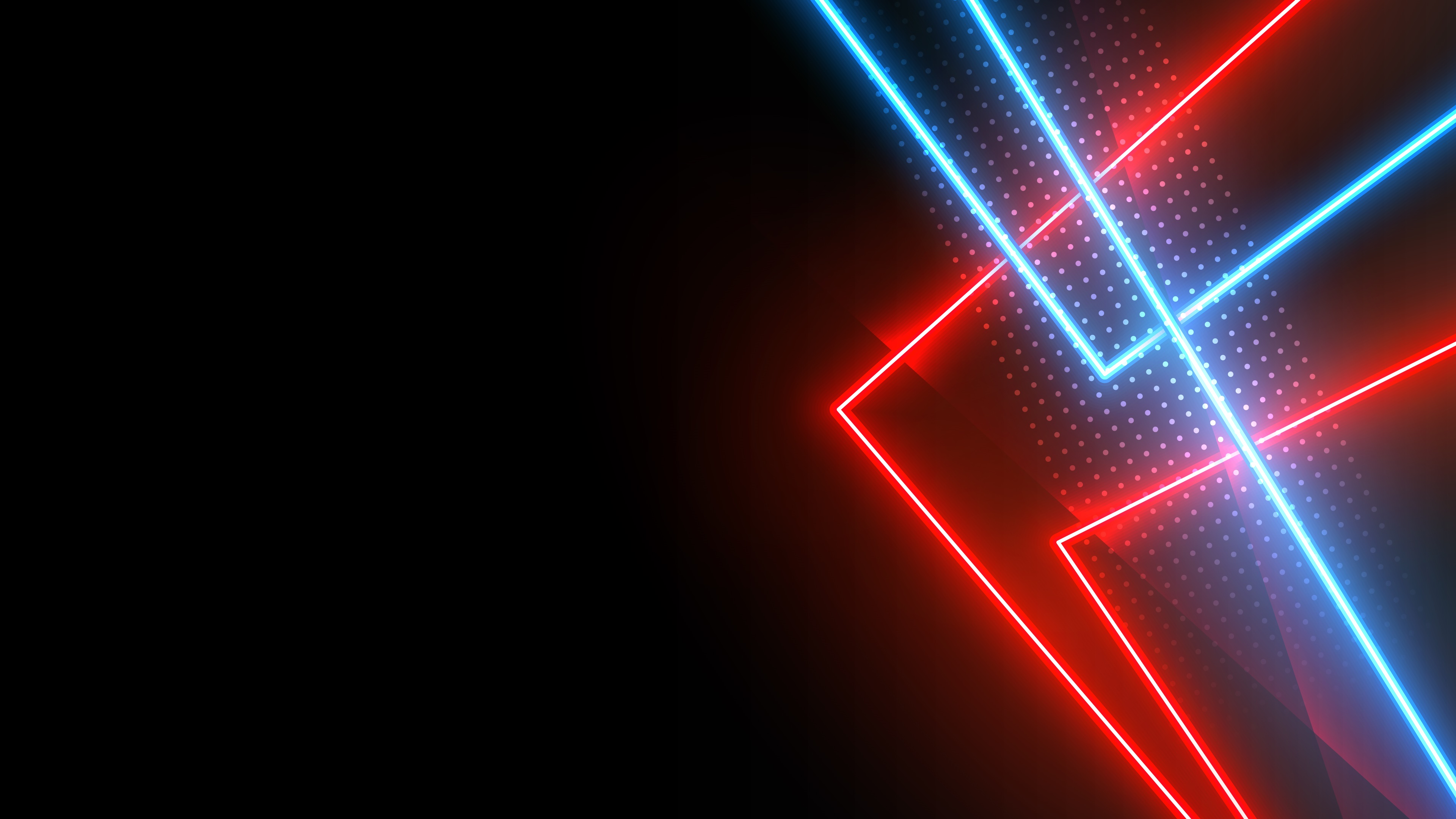 Abstract Red and Blue Neon Lines 4K HD Wallpaper