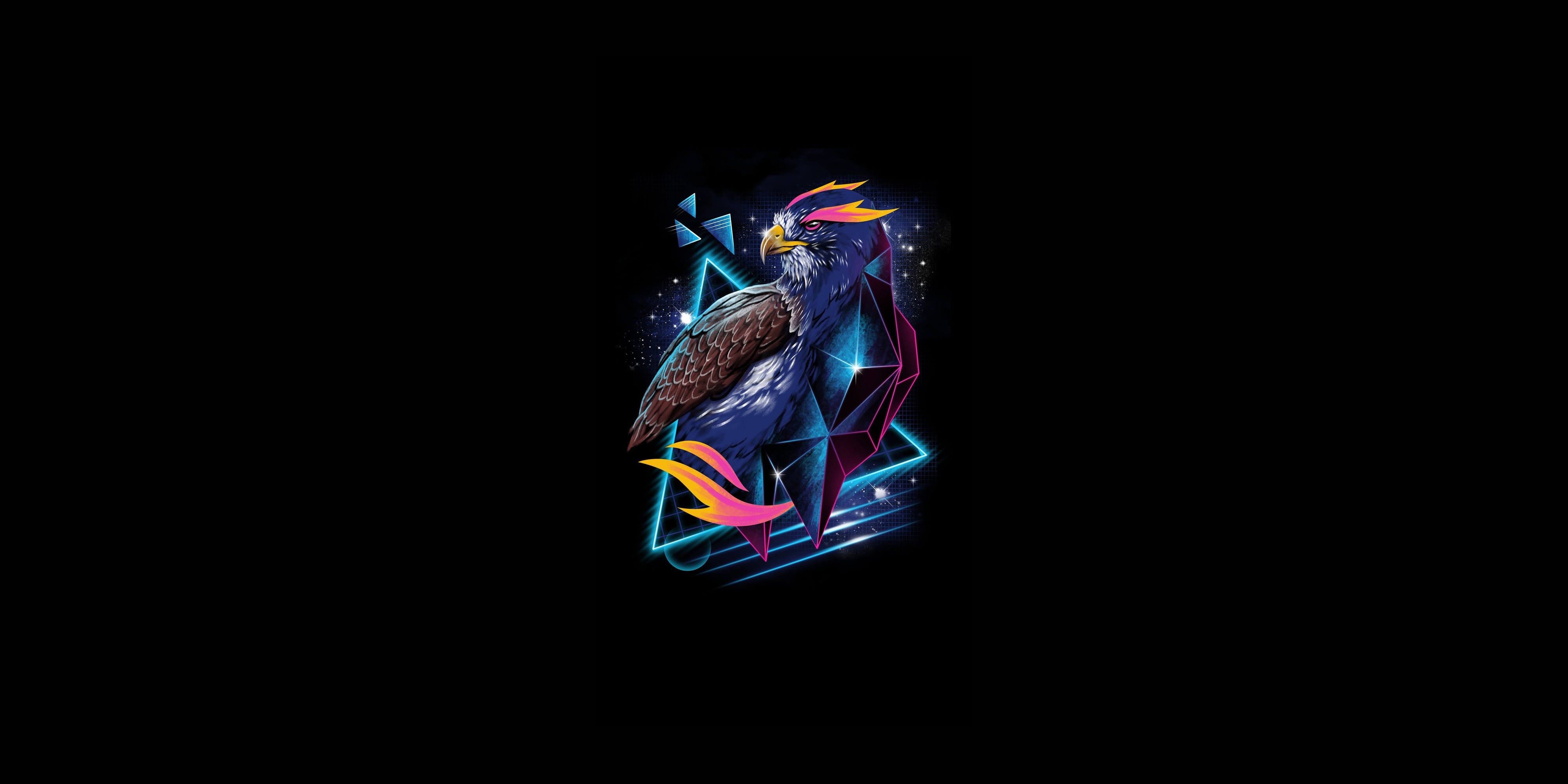 Digital art of an eagle with geometric shapes HD Wallpaper