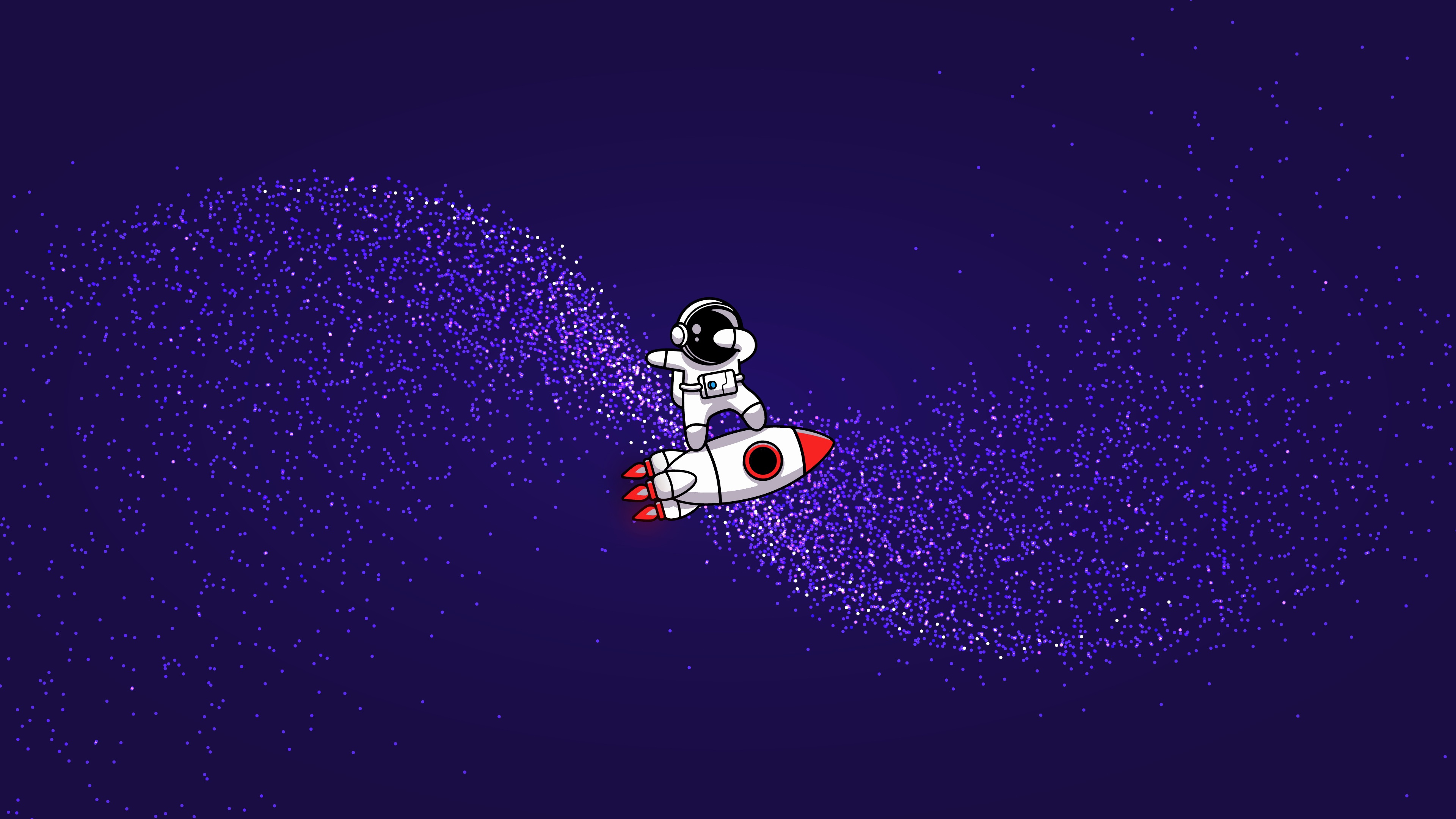Astronaut riding a rocket through purple stardust HD Wallpaper