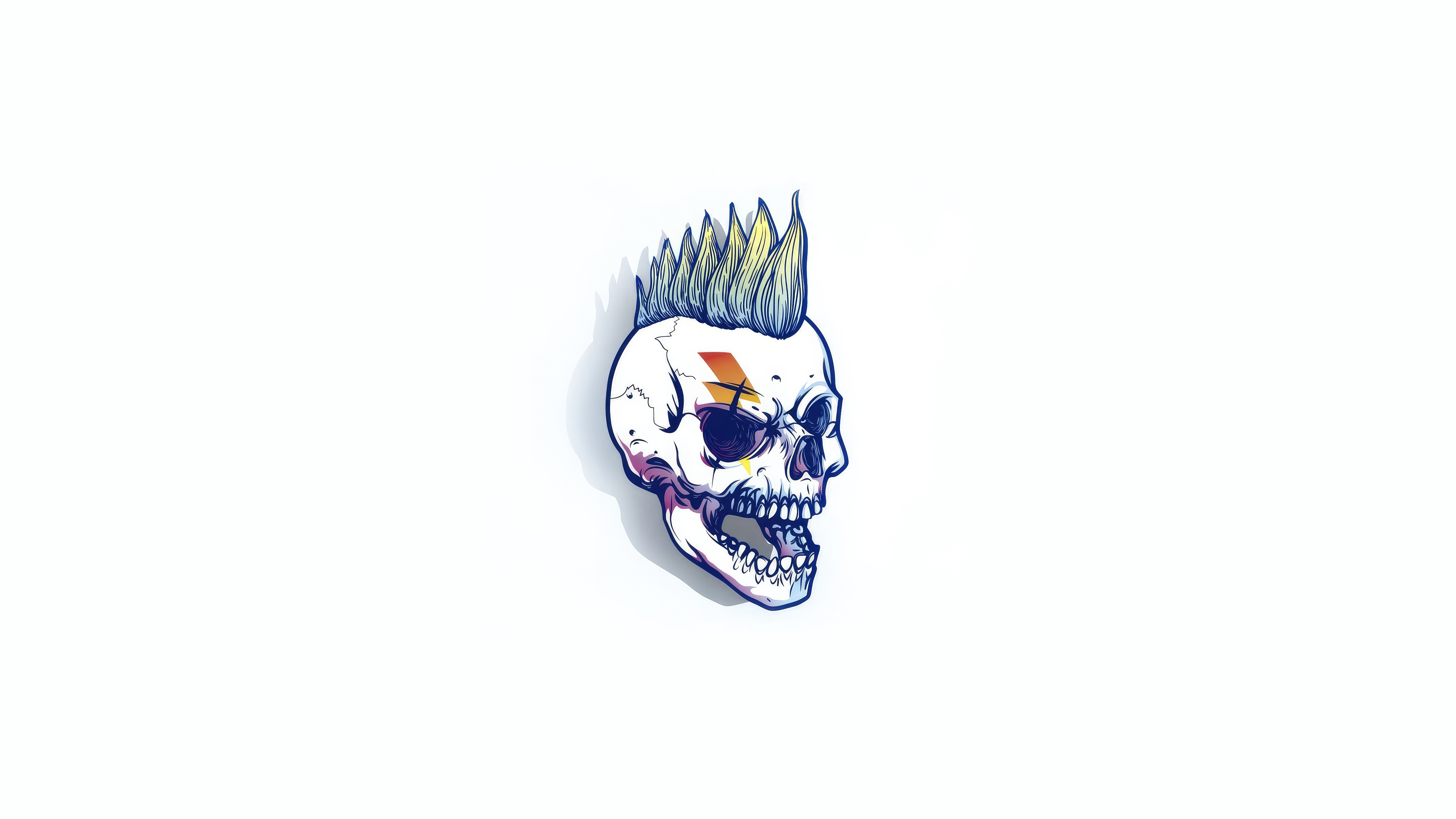 Minimalist Artwork of a Punk Rock Skull HD Wallpaper