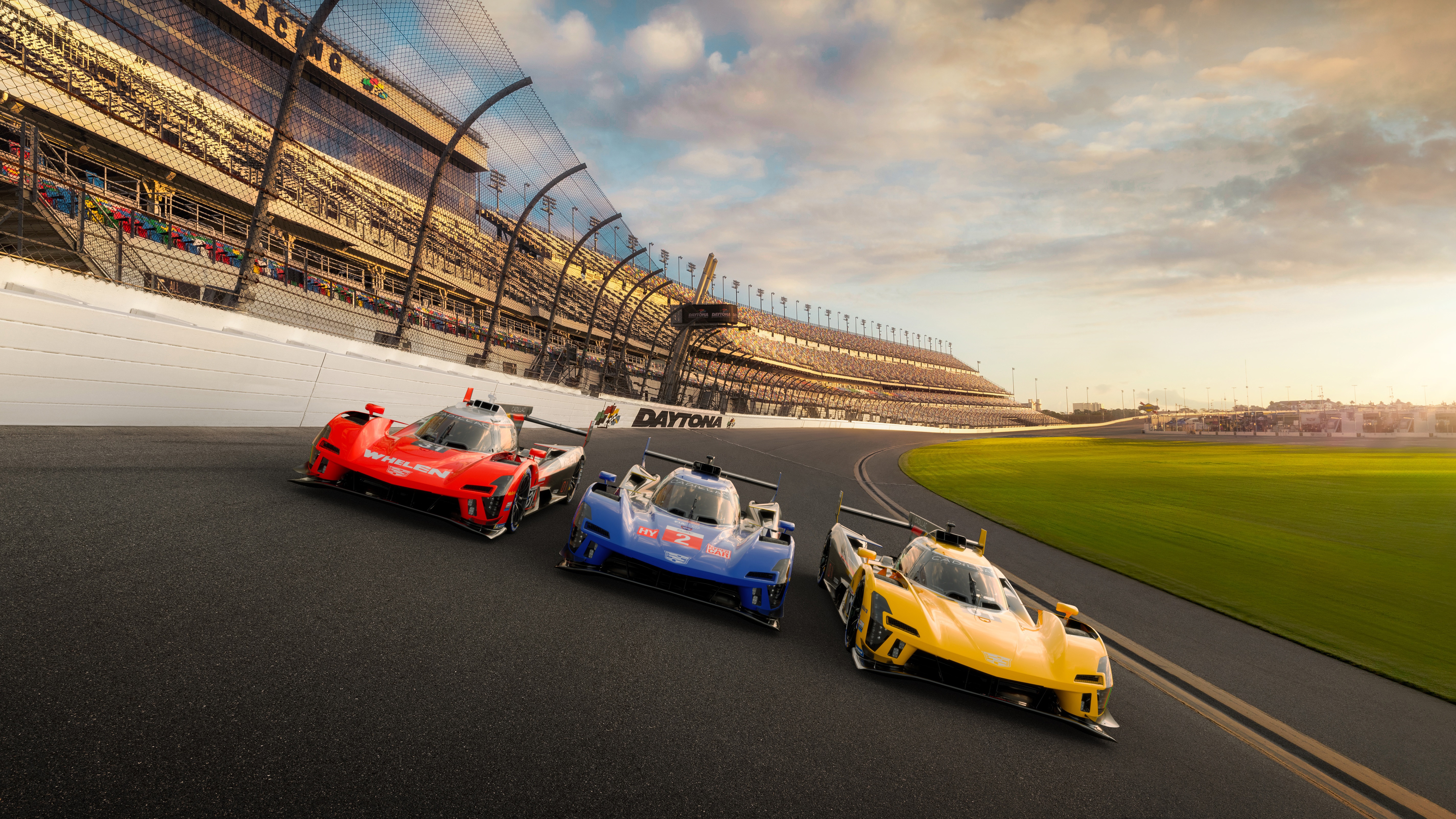 Cadillac V-Series.R race cars at Daytona HD Wallpaper