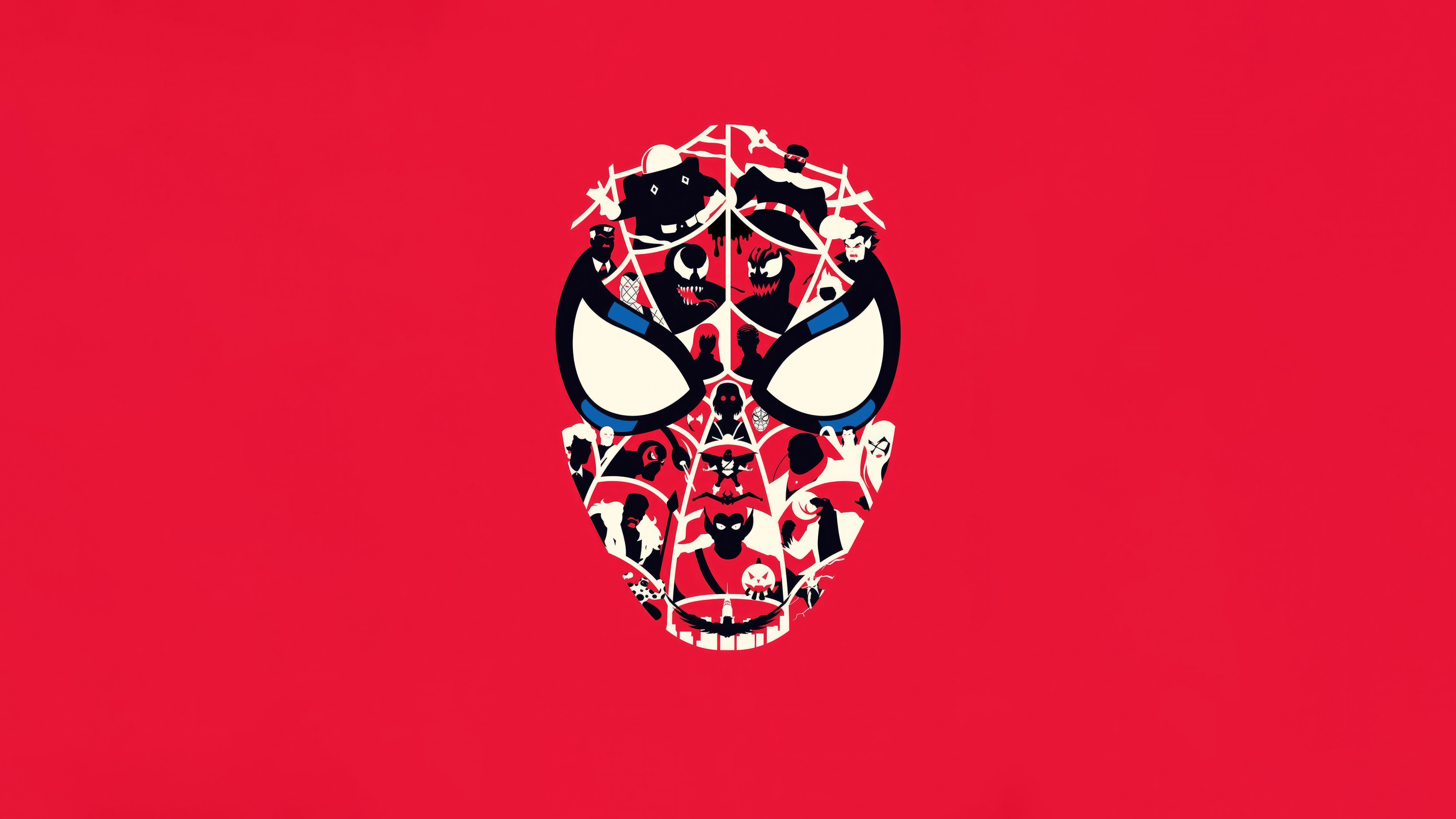 Spider-Man minimalist artwork with villains HD Wallpaper
