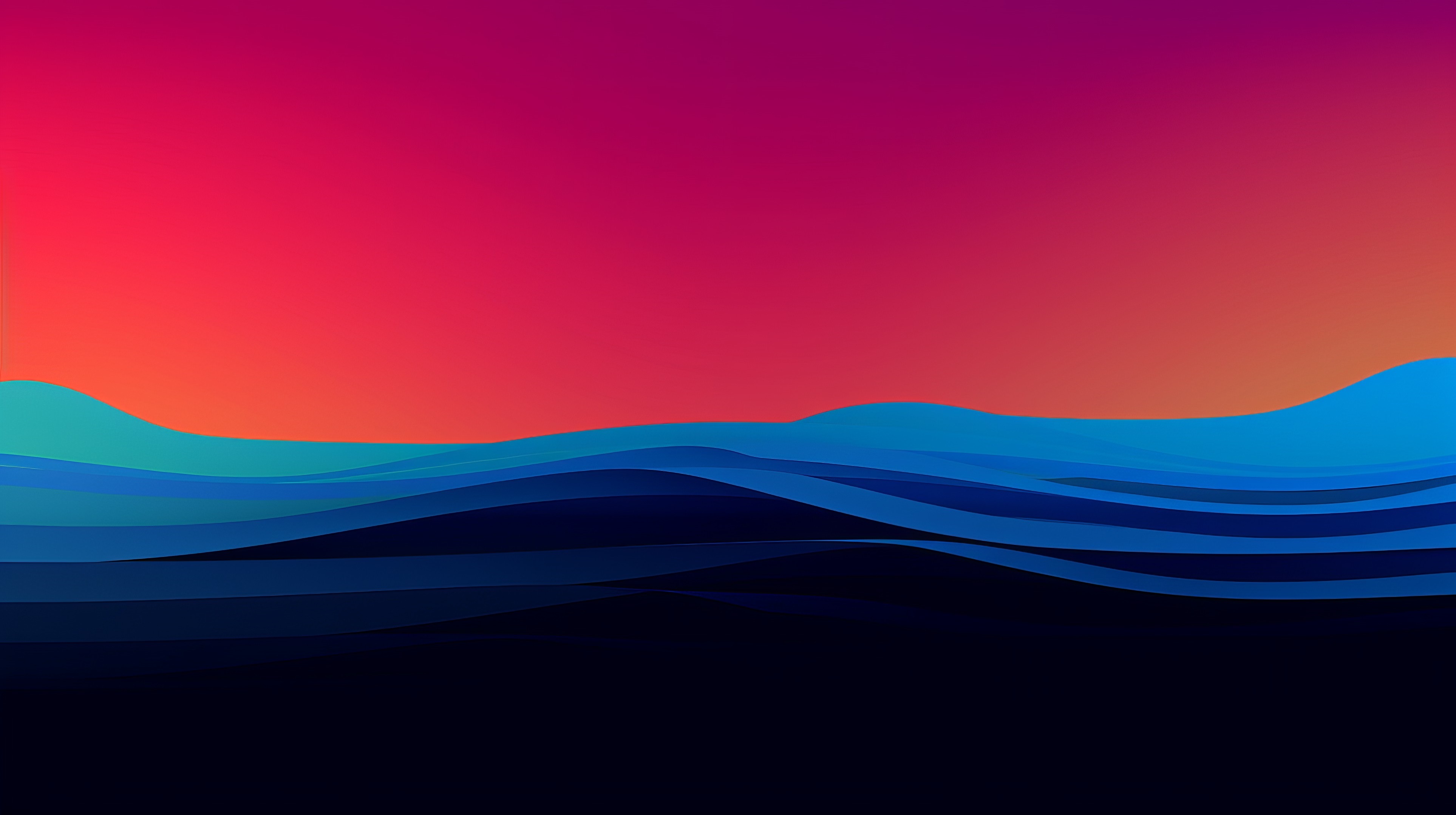 Abstract digital art with waves and gradient sky HD Wallpaper