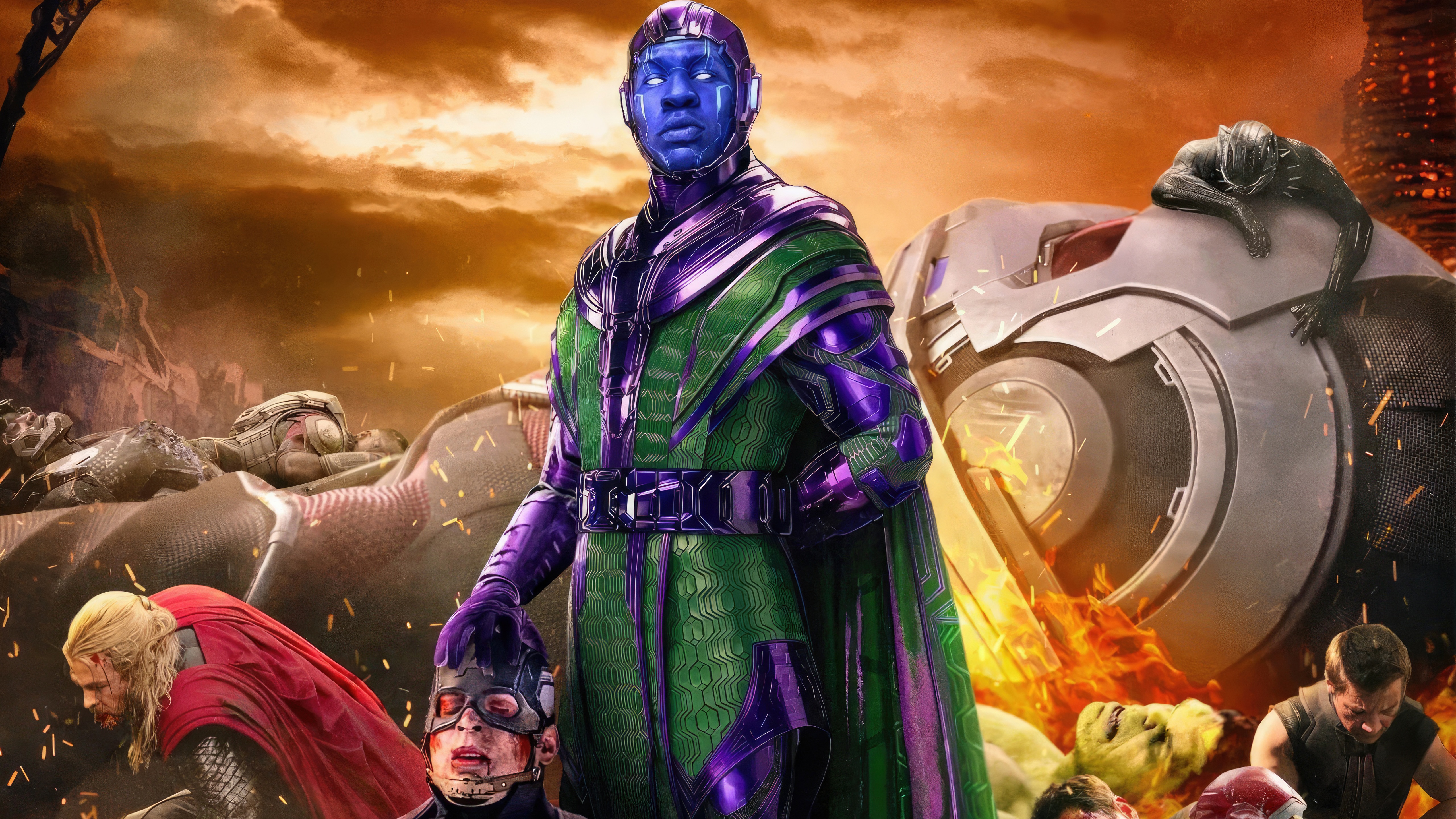 Kang the Conqueror from Avengers with fallen superheroes HD Wallpaper