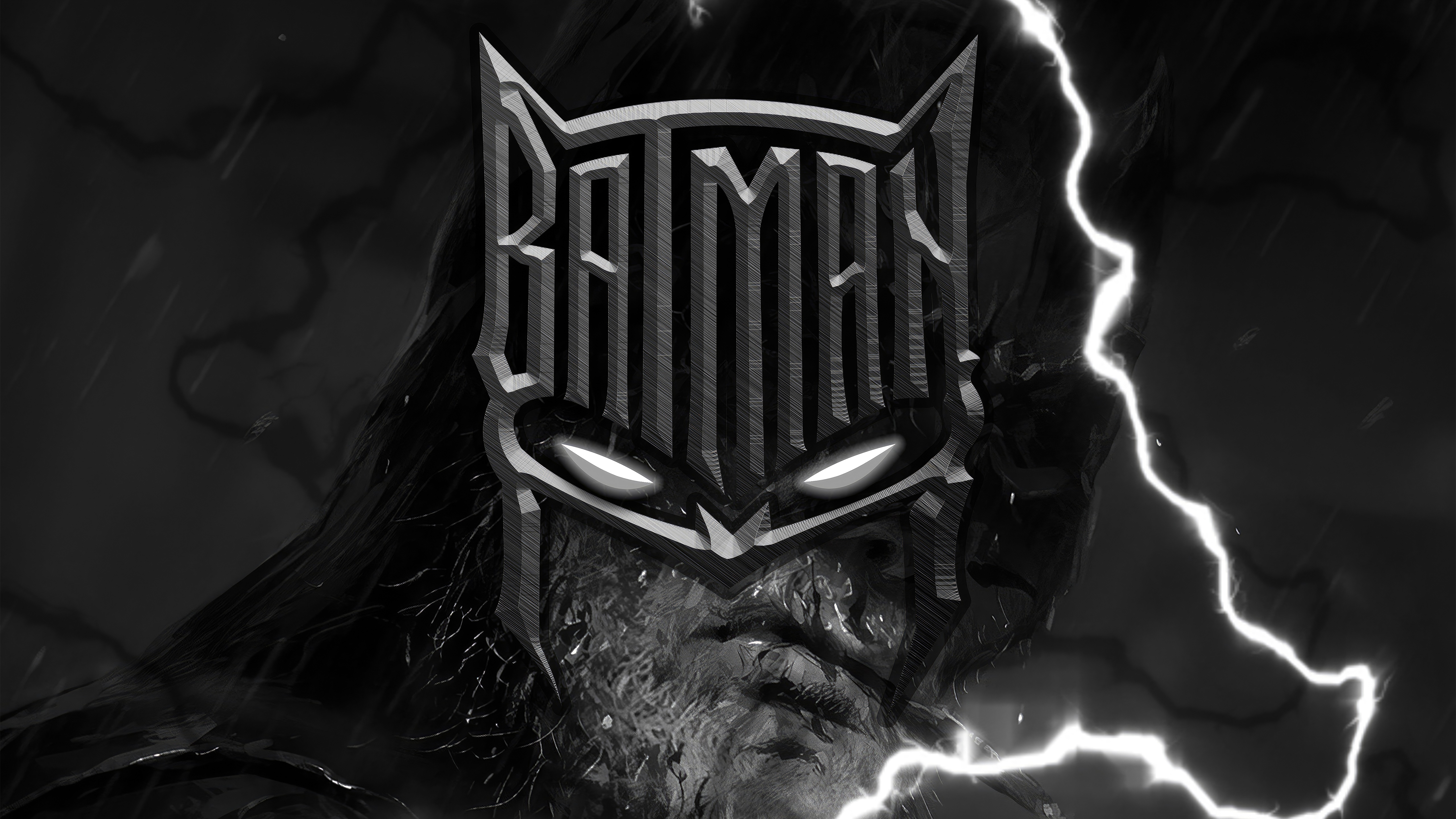 Batman artwork with lightning HD Wallpaper