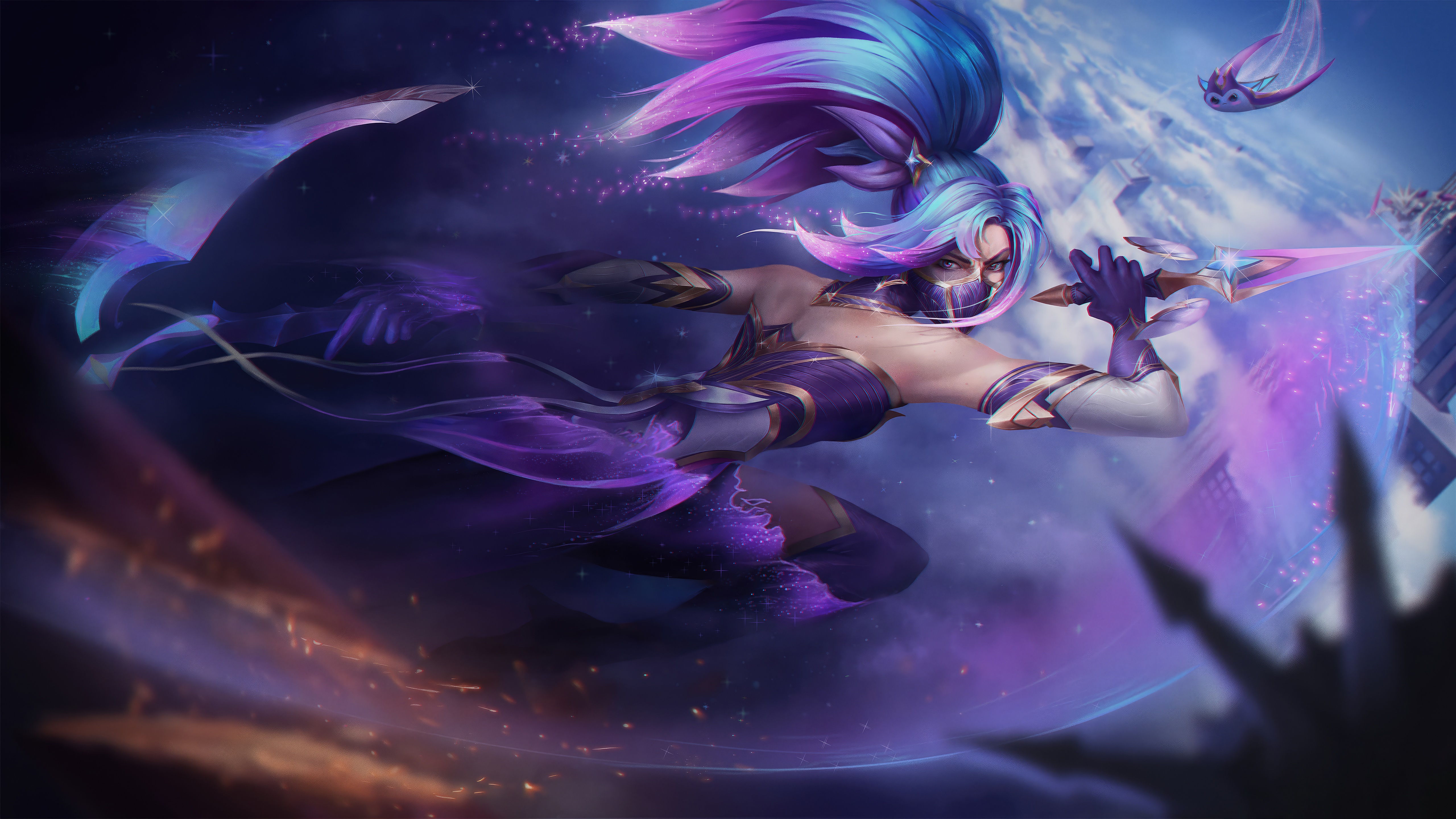 Akali from League of Legends in space HD Wallpaper
