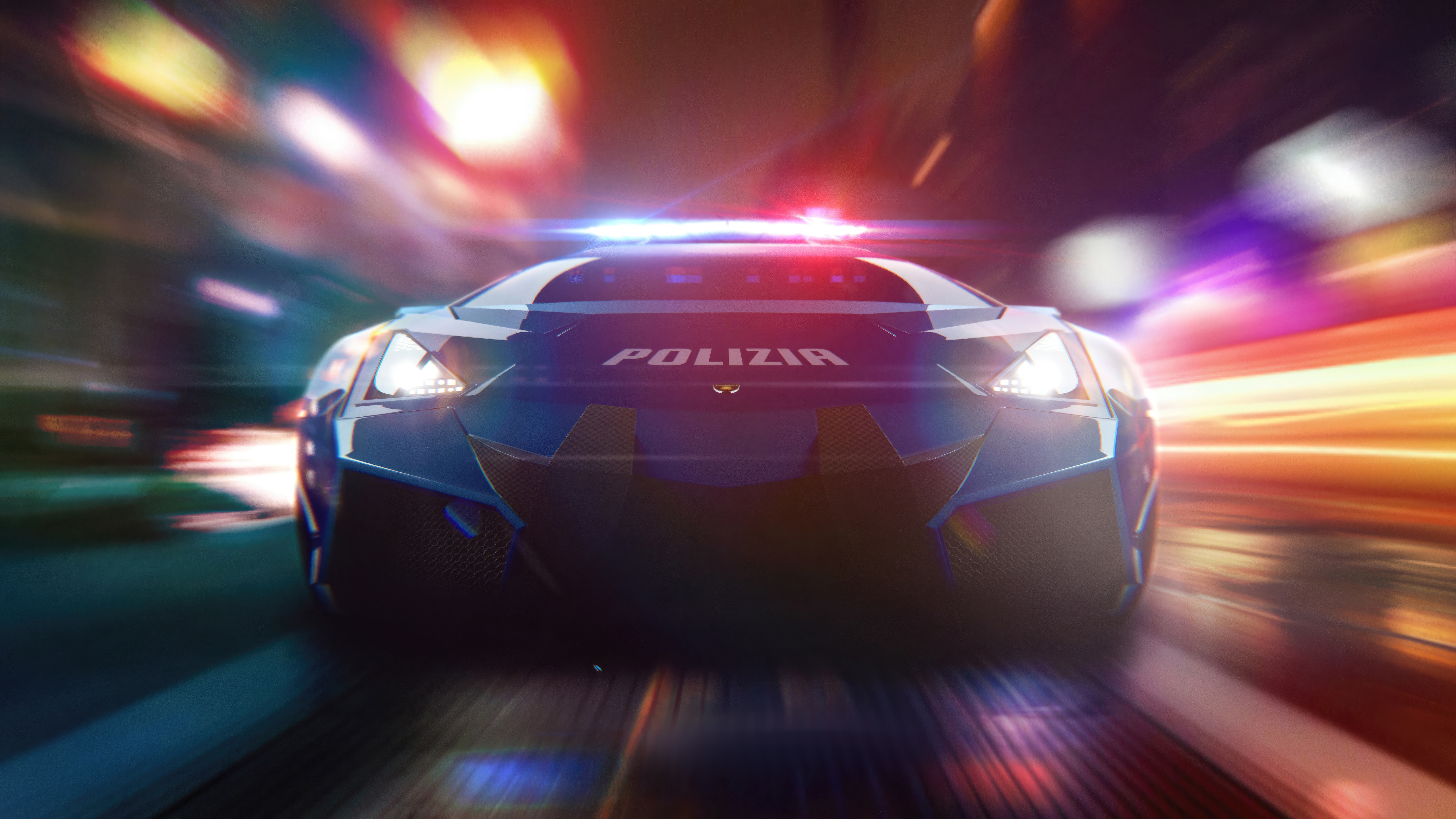 Digital Art of a Lamborghini Polizia Car HD Wallpaper