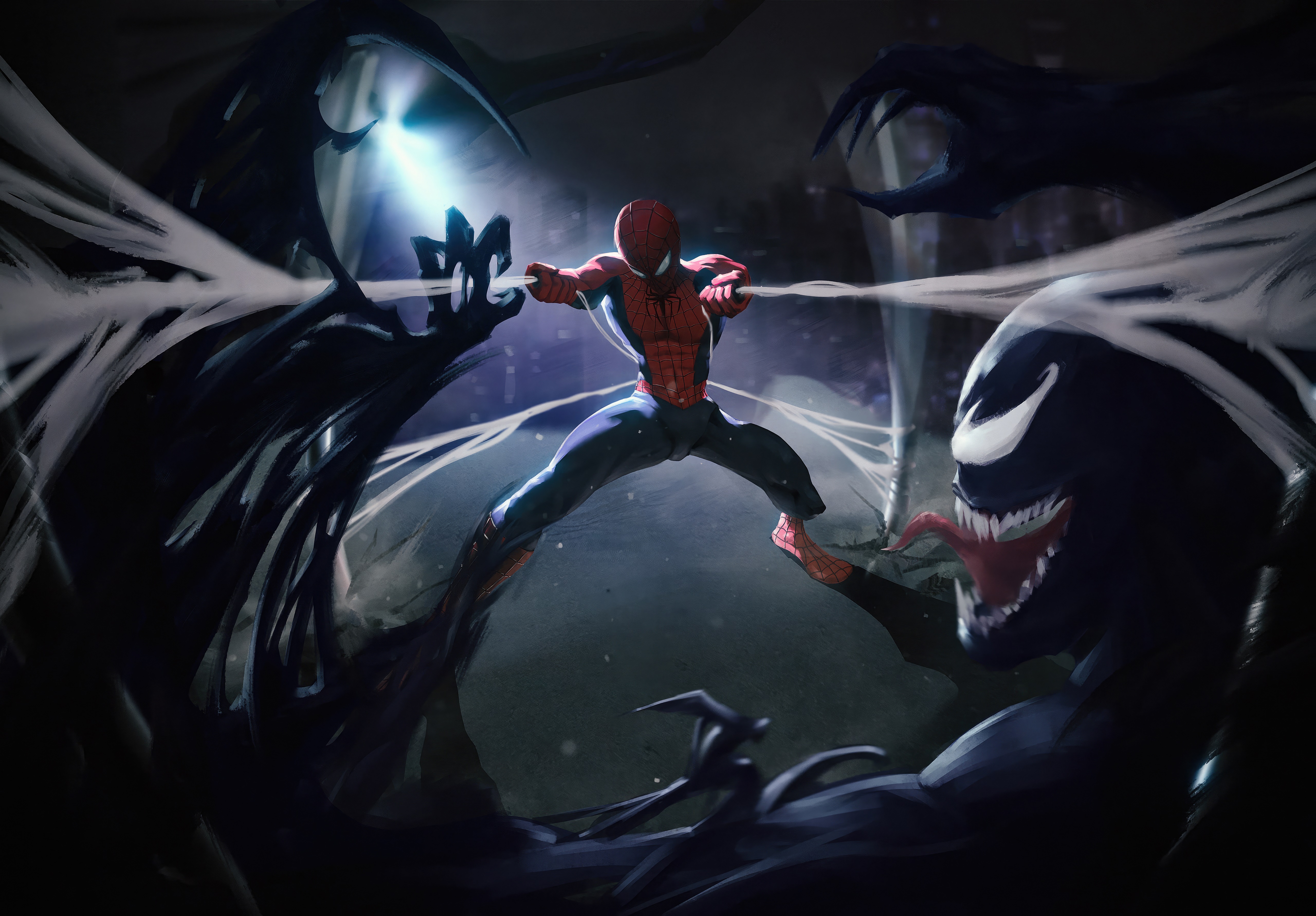 Spider-Man fighting Venom HD Wallpaper