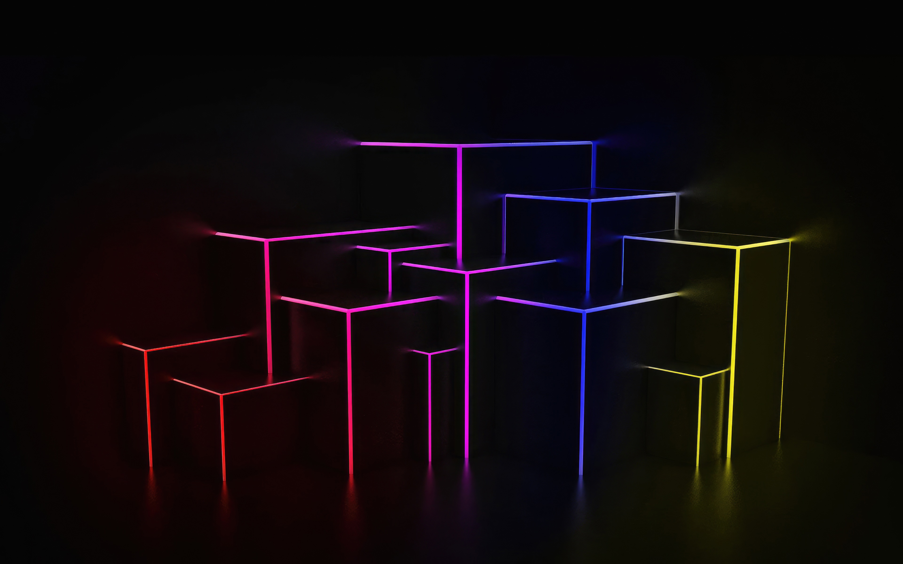 Abstract neon geometric shapes in 4K HD Wallpaper