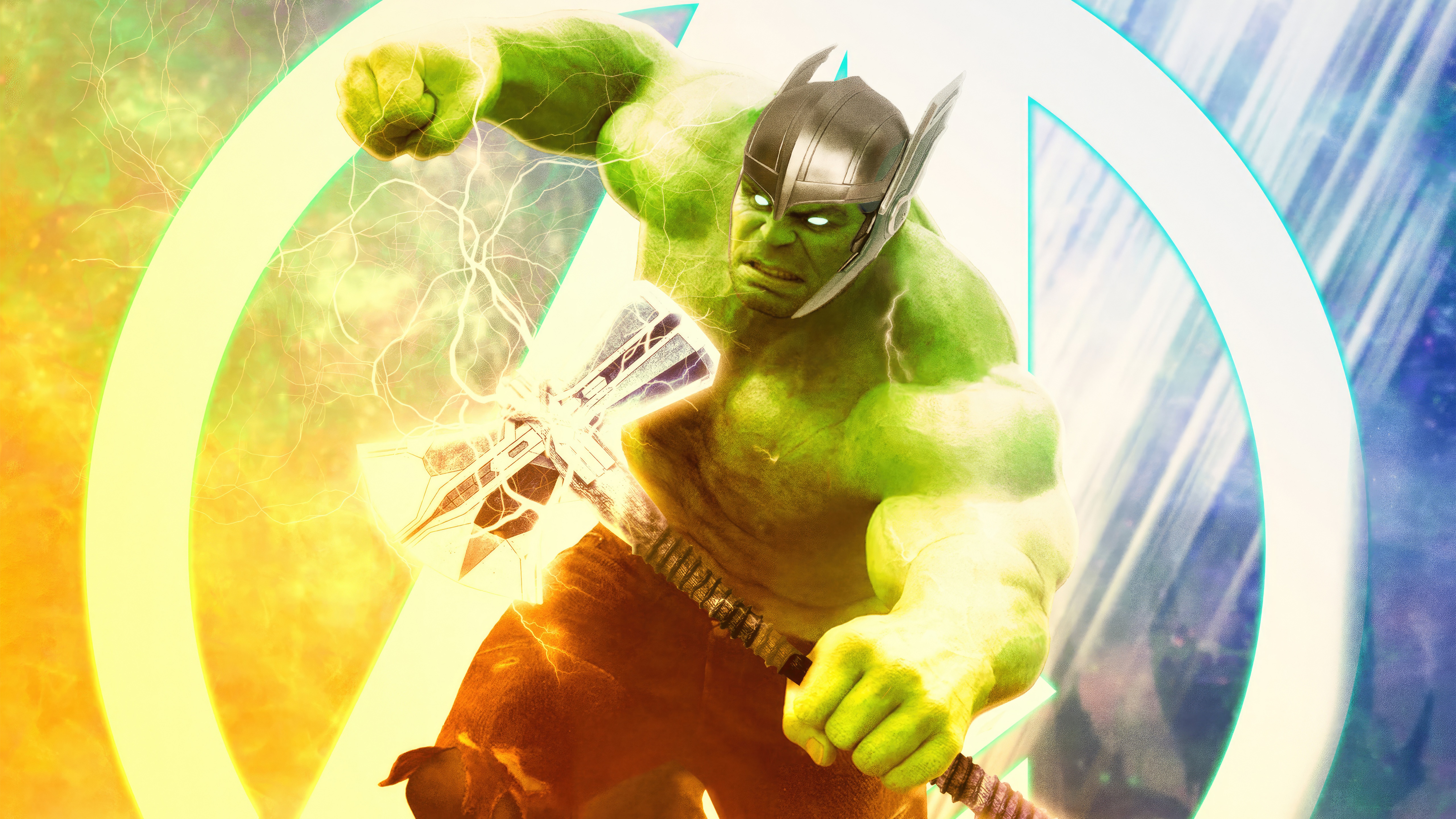 Hulk from Marvel with Thor's Hammer HD Wallpaper