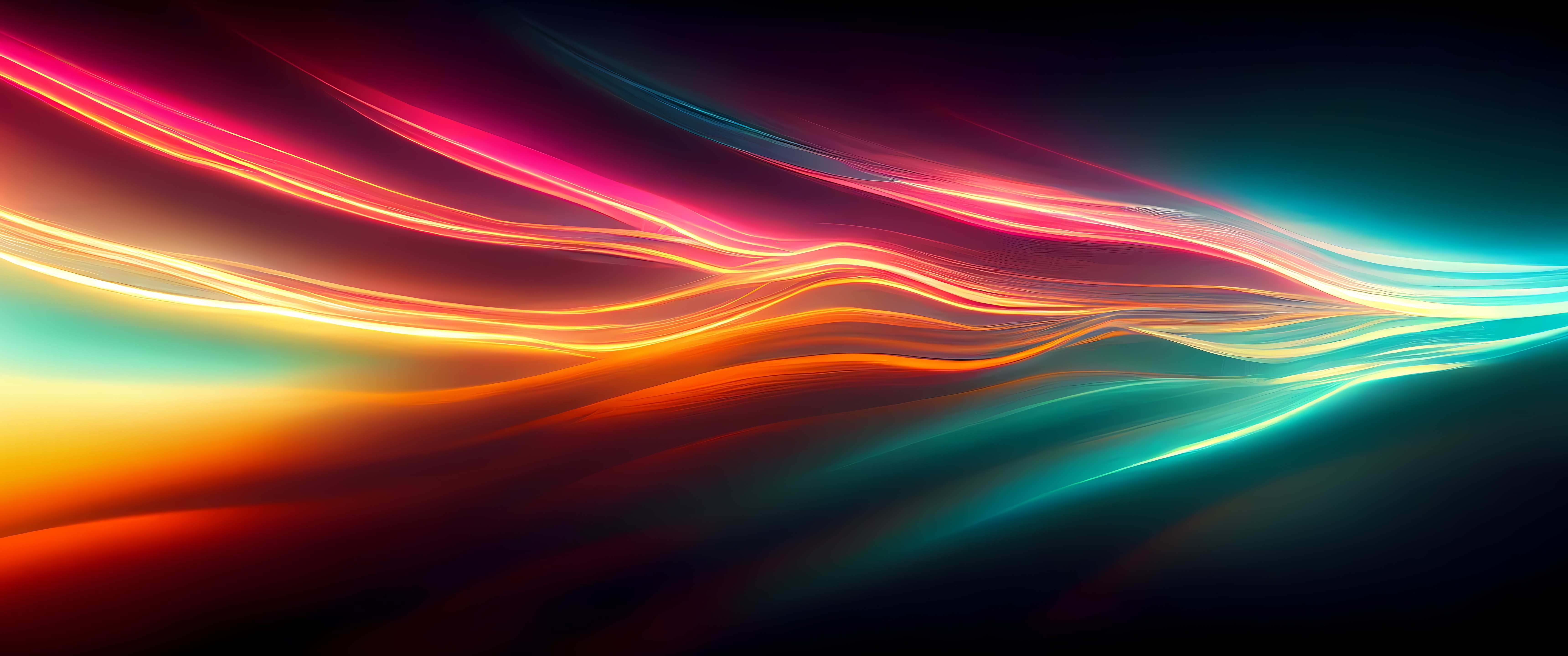 Abstract digital art with neon light streaks HD Wallpaper