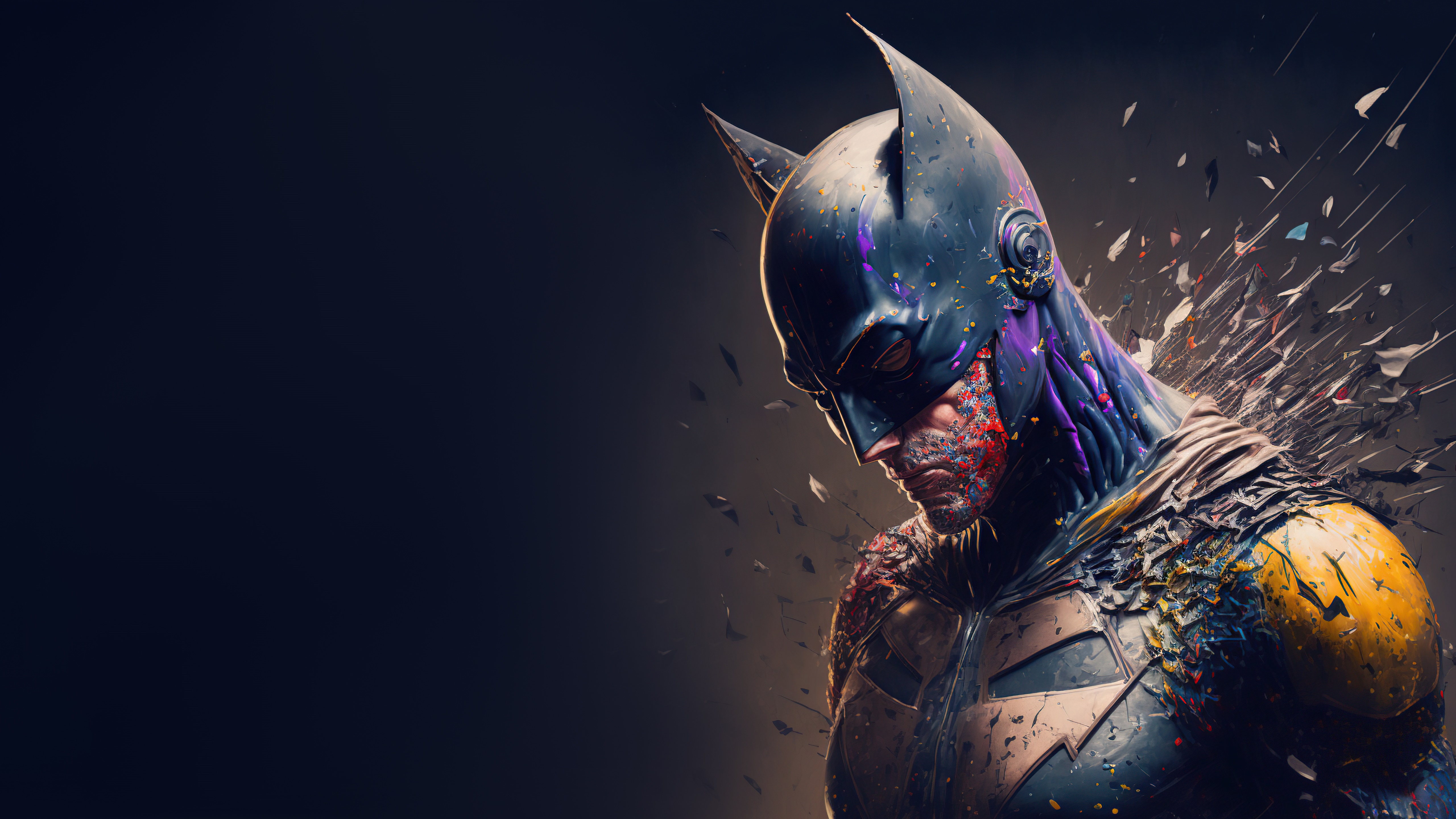 Batman artwork with shattered effect HD Wallpaper